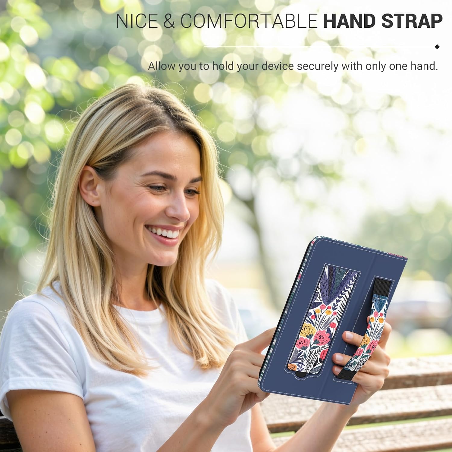 FUNDA UNIVERSAL PARA TABLETS Y EREADERS 6 PULGADAS MOKO AZUL CON DISEÑO FLORAL - 4