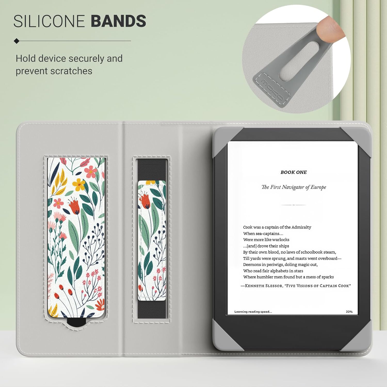 FUNDA UNIVERSAL PARA TABLETS Y EREADERS 6 PULGADAS MOKO FLORES - 3
