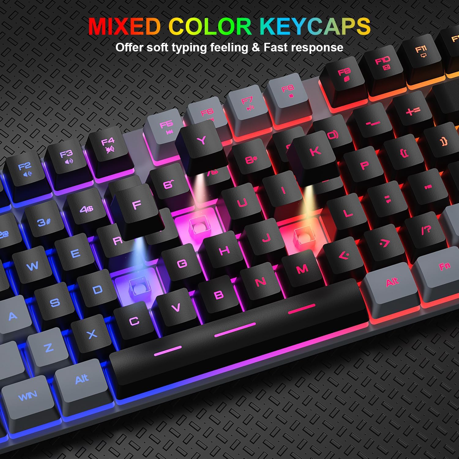 KIT DE TECLADO Y MOUSE GAMING BLUEFINGER RGB CON CABLE USB GRIS Y NEGRO - 4