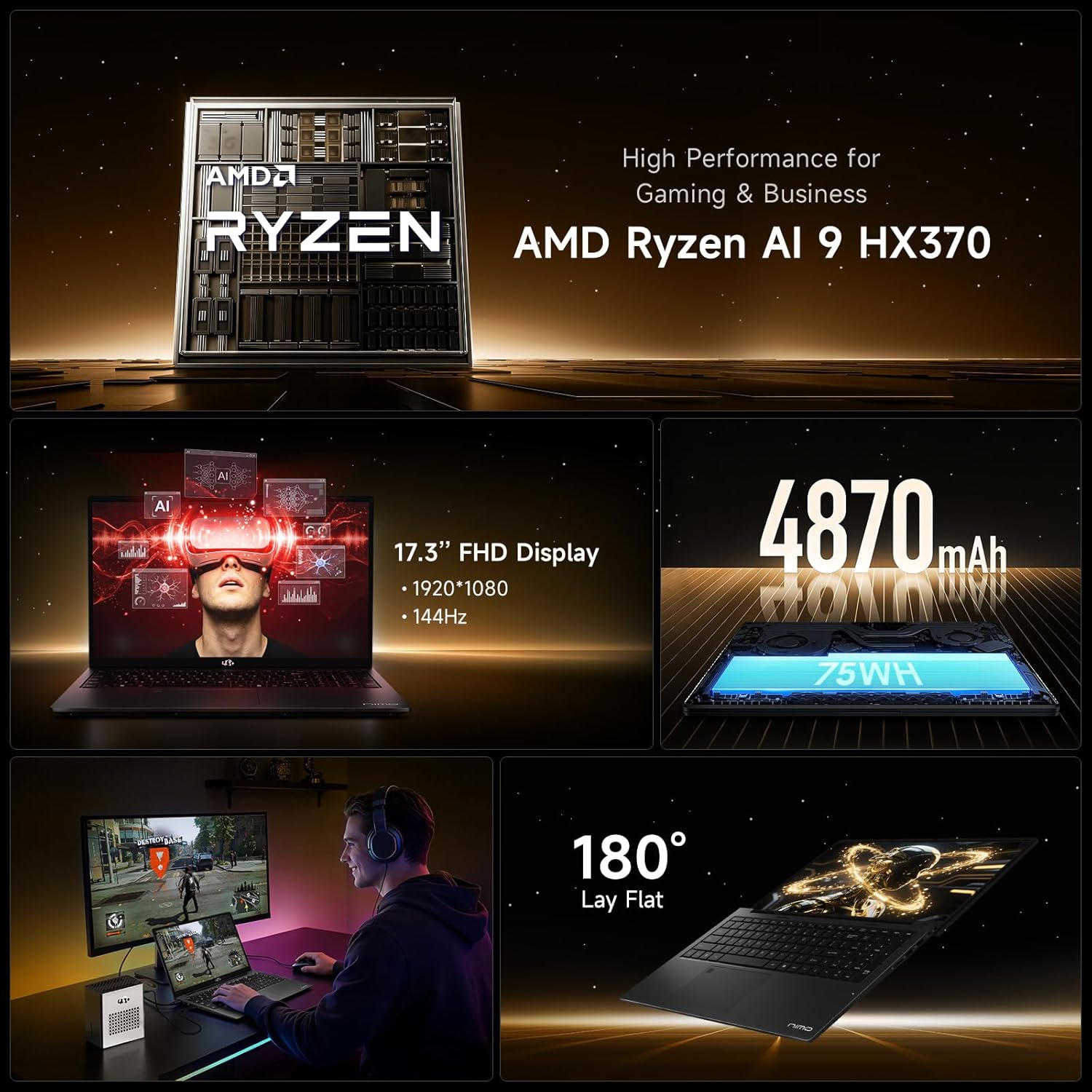 LAPTOP NIMO 17.3' AMD RYZEN 9 HX 370 64GB RAM 2TB SSD - 2