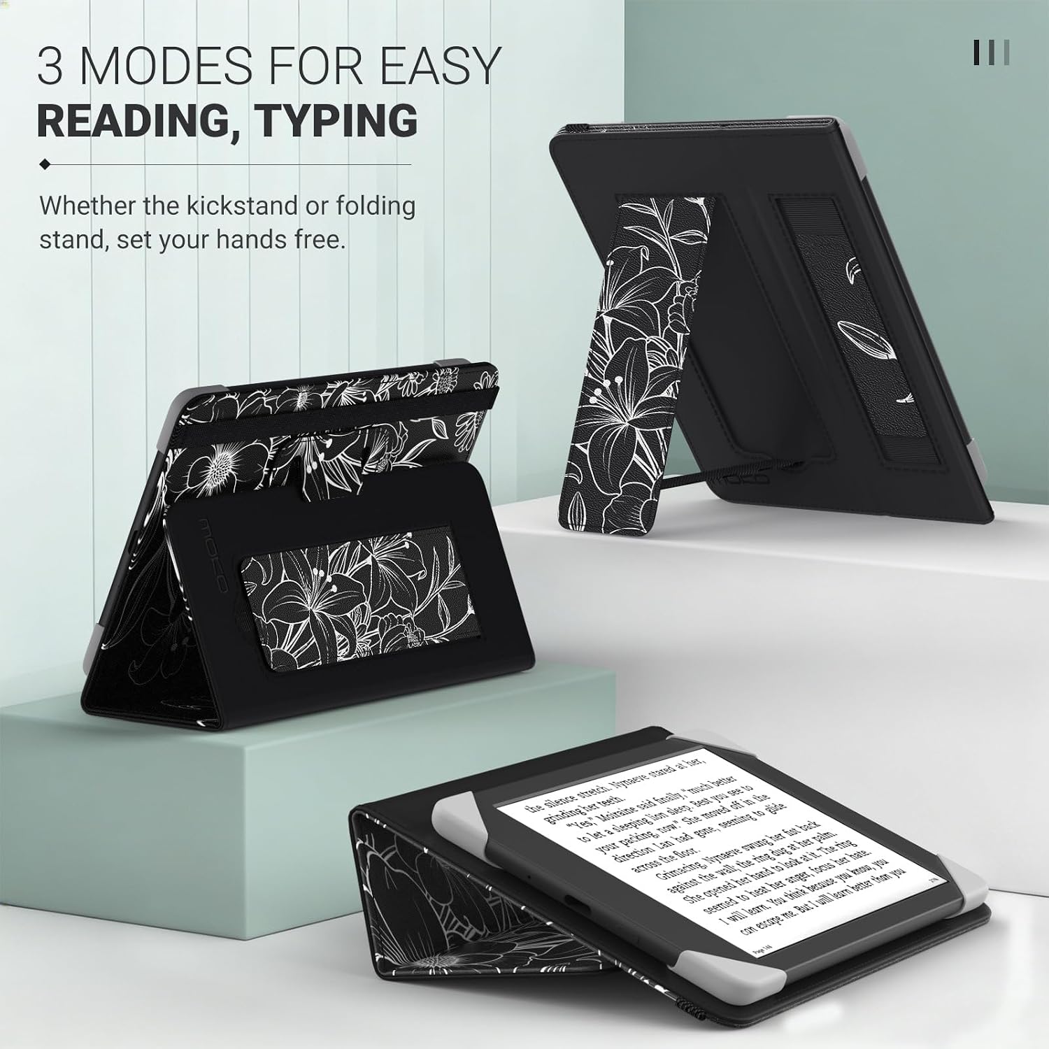 FUNDA UNIVERSAL MOKO PARA KINDLE Y TABLETS DE 6 PULGADAS DISEÑO FLOR - 4