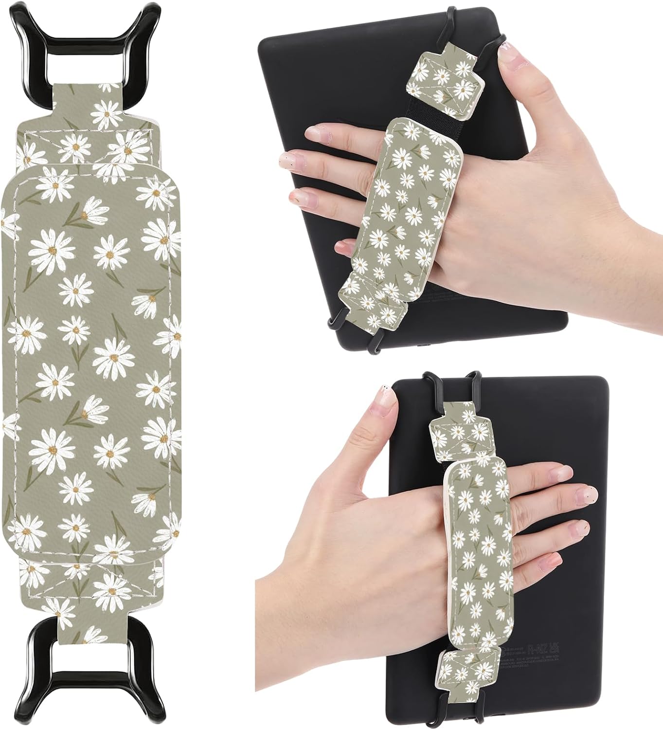 SOPORTE DE MANO PARA KINDLE BERIREXRION 6-7.5 PULGADAS DISEÑO MARGARITAS VERDE - 1