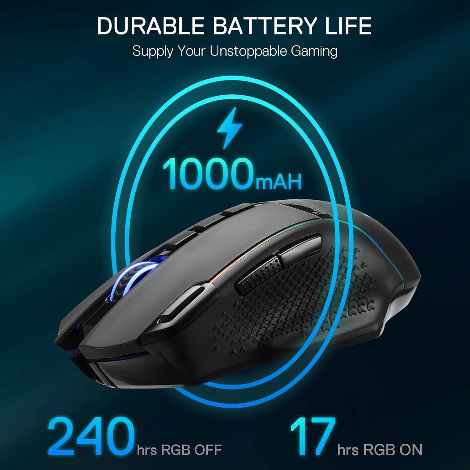 MOUSE GAMER REDRAGON M991 INALÁMBRICO RGB 26000 DPI 3 MODOS - 5