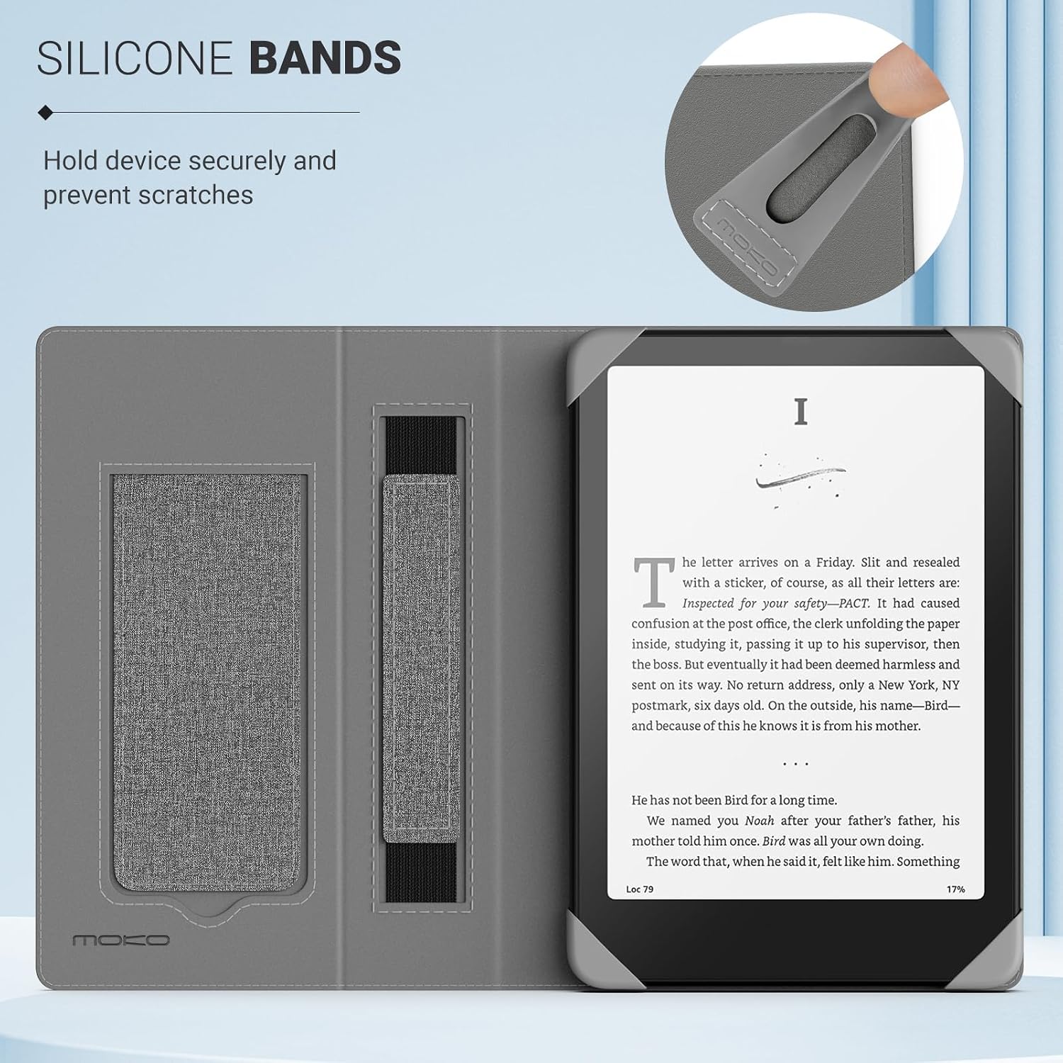 FUNDA UNIVERSAL MOKO PARA EREADERS Y TABLETS 6.8-7 PULGADAS PAPERWHITE GRIS Y NEGRO - 2