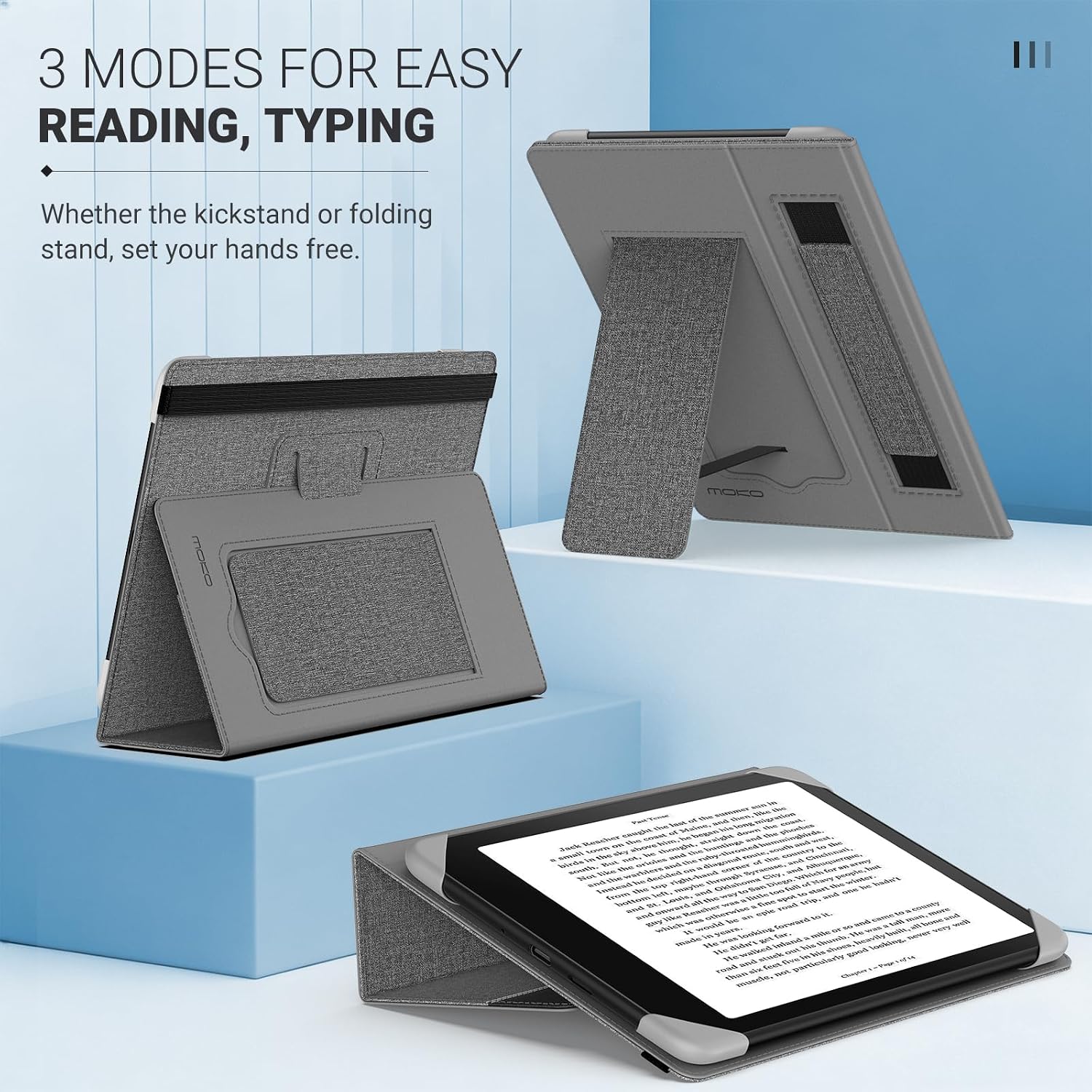 FUNDA UNIVERSAL MOKO PARA EREADERS Y TABLETS 6.8-7 PULGADAS PAPERWHITE GRIS Y NEGRO - 4