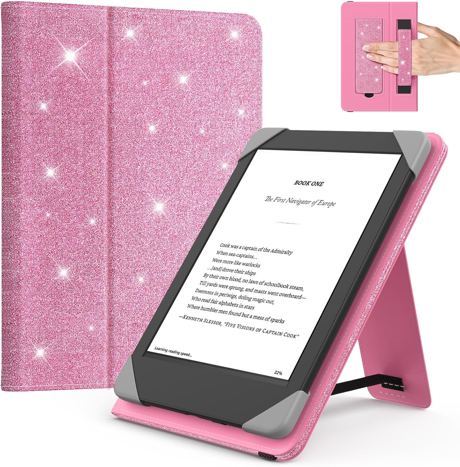 FUNDA UNIVERSAL PARA TABLETS Y EREADERS 6 PULGADAS MOKO ROSA BRILLANTE - 1