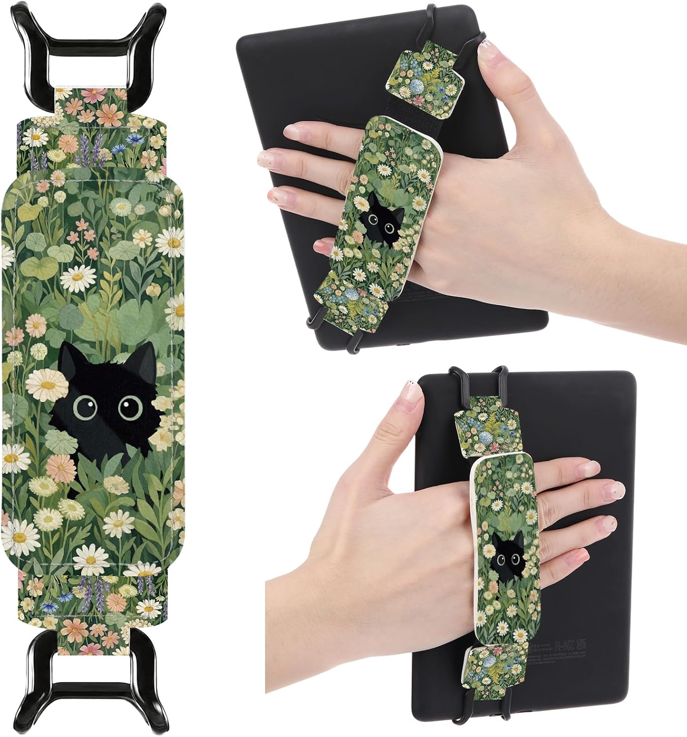 SOPORTE DE MANO BERIREXRION PARA KINDLE Y TABLETS 6-7.5 PULGADAS DISEÑO GATO FLORAL - 1
