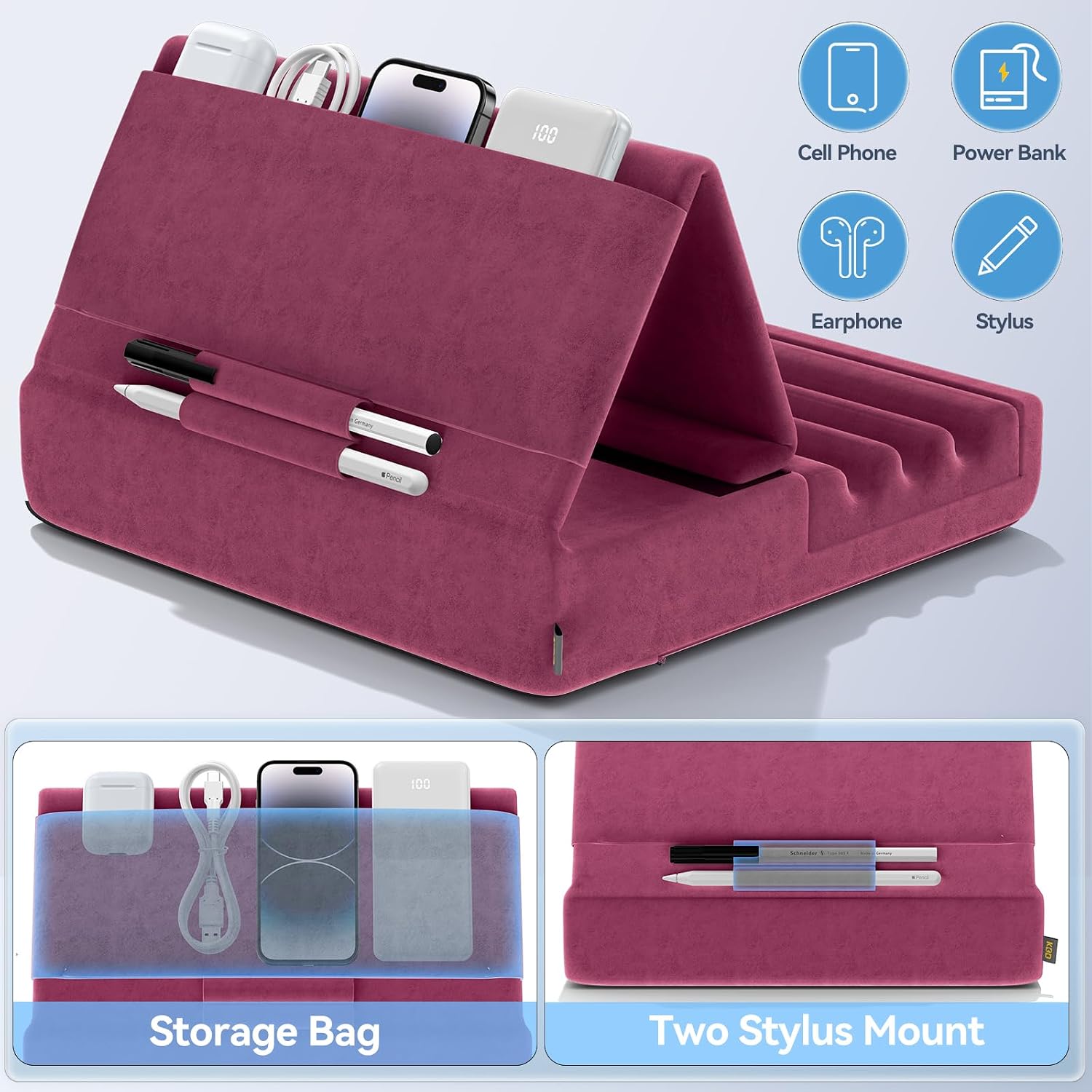 SOPORTE PARA TABLET KDD PILLOW HOLDER PLEGABLE PARA CAMA Y ESCRITORIO - 5