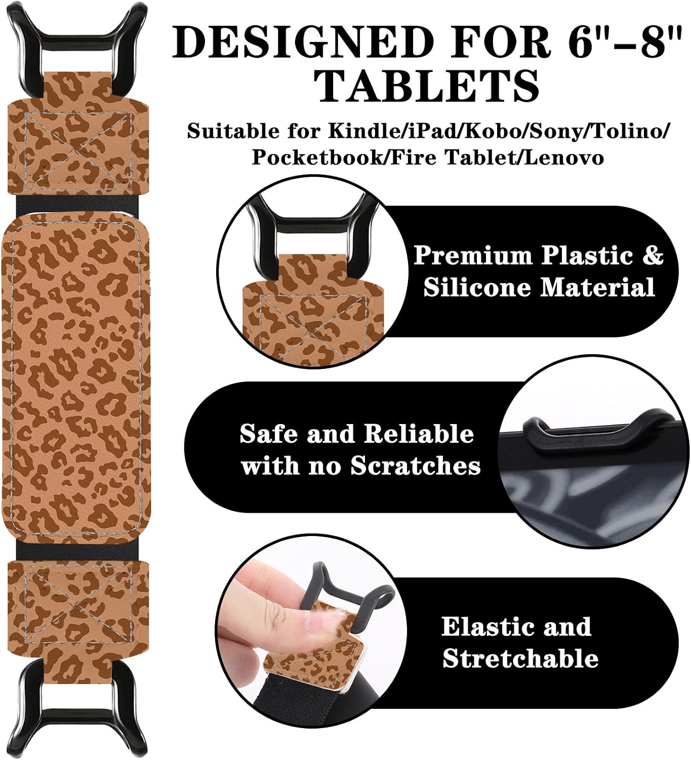 SOPORTE DE MANO PARA KINDLE BERIREXRION ESTAMPADO LEOPARDO MARRÓN - 2