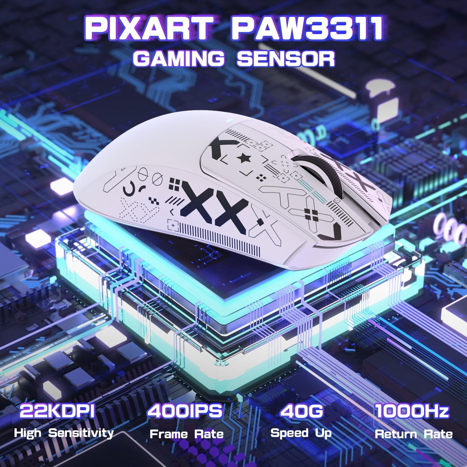 MOUSE GAMER ATTACK SHARK X11 SE ULTRA-LIGERO INALÁMBRICO BLANCO - 3