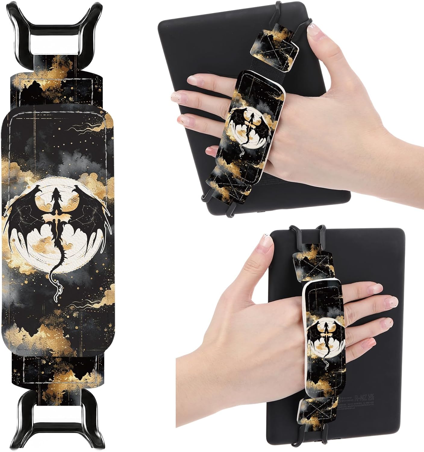 SOPORTE DE MANO PARA KINDLE BERIREXRION FANTASY BLACK GOLD DRAGON - 1