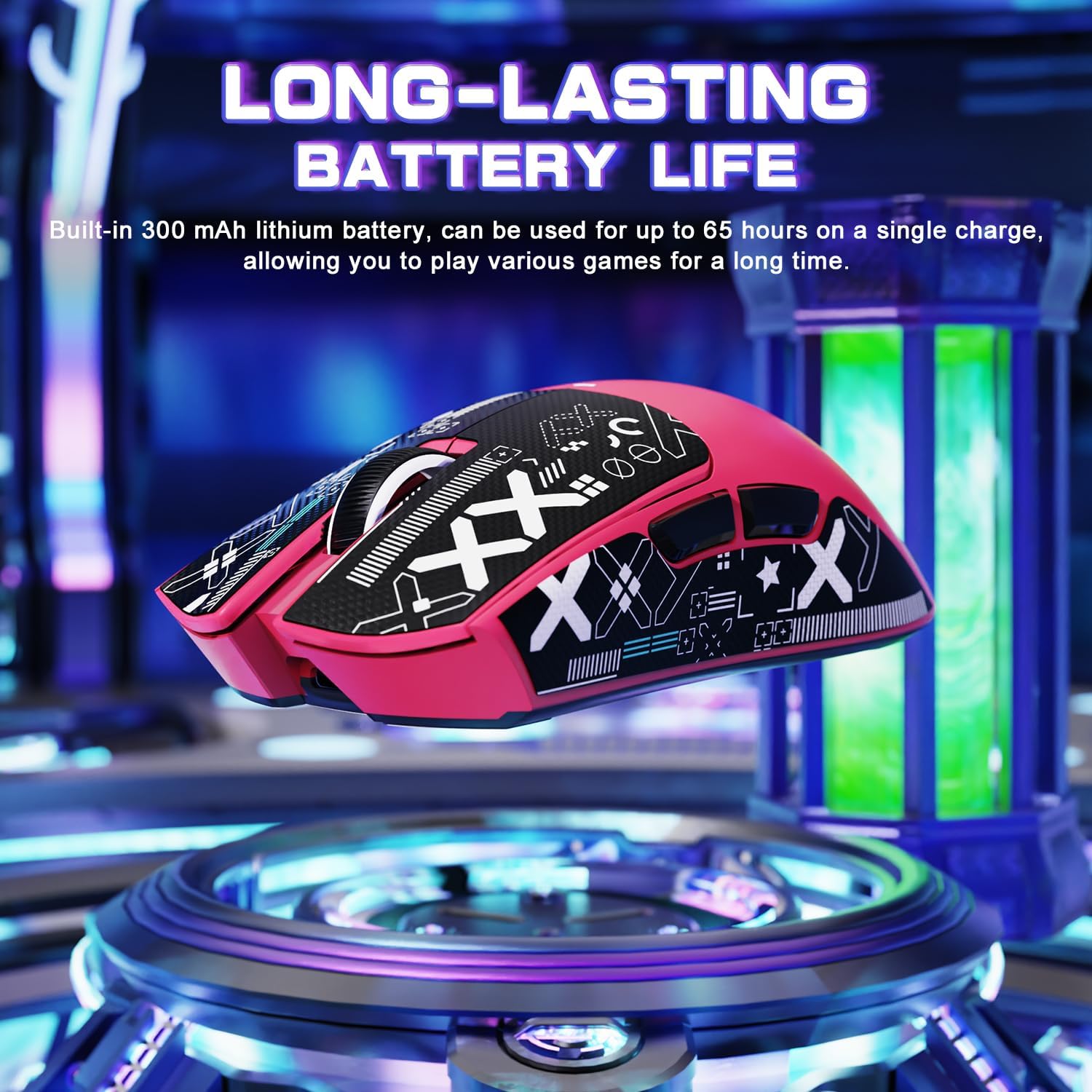 MOUSE GAMER ATTACK SHARK X11 SE ULTRA-LIGERO INALÁMBRICO BERRY ROJO - 4