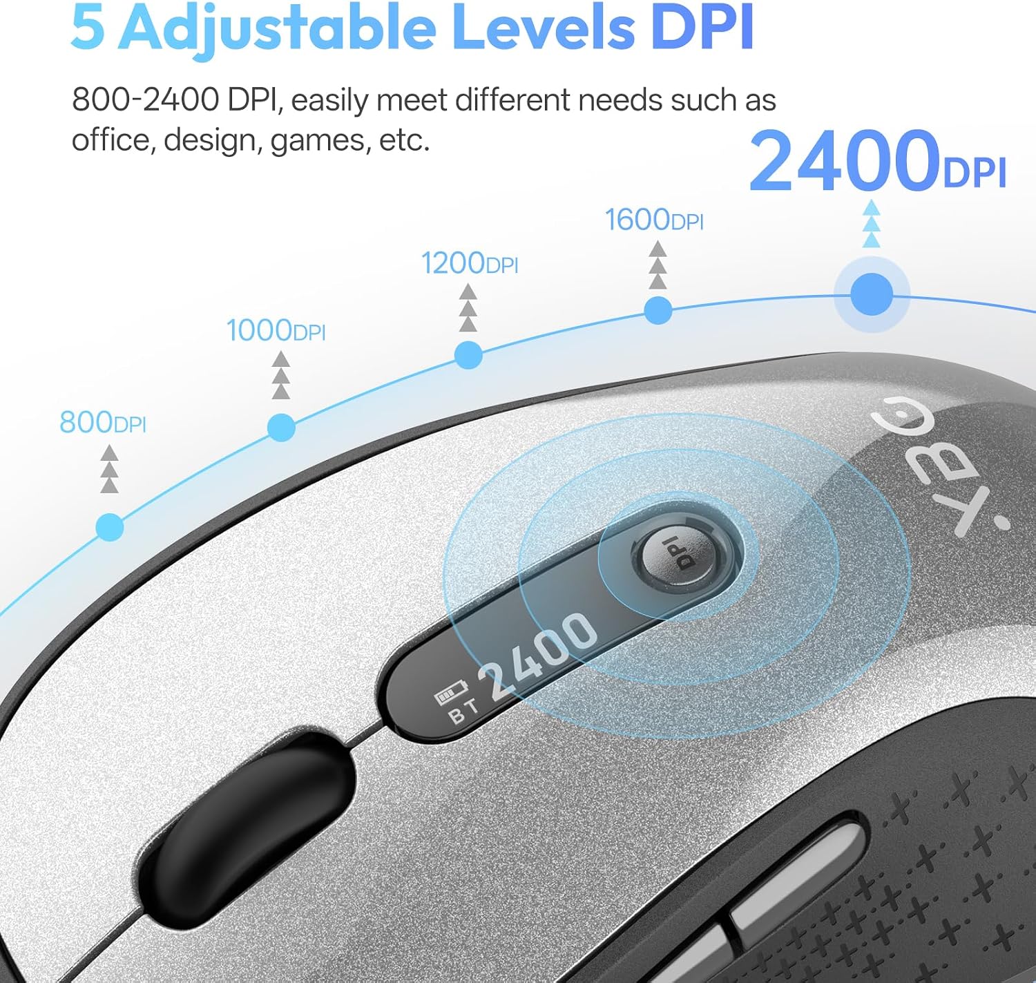 MOUSE INALÁMBRICO XBG B15PRO TRI-MODE CON PANTALLA LED PARA LAPTOP - 4