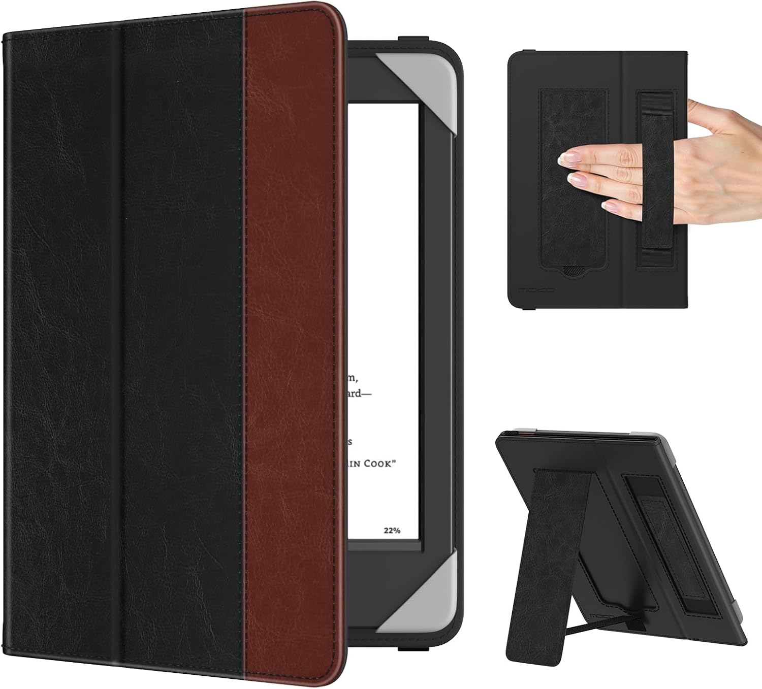 FUNDA UNIVERSAL PARA TABLETS Y EREADERS 6 PULGADAS MOKO NEGRO CON MARRÓN ROJIZO - 1