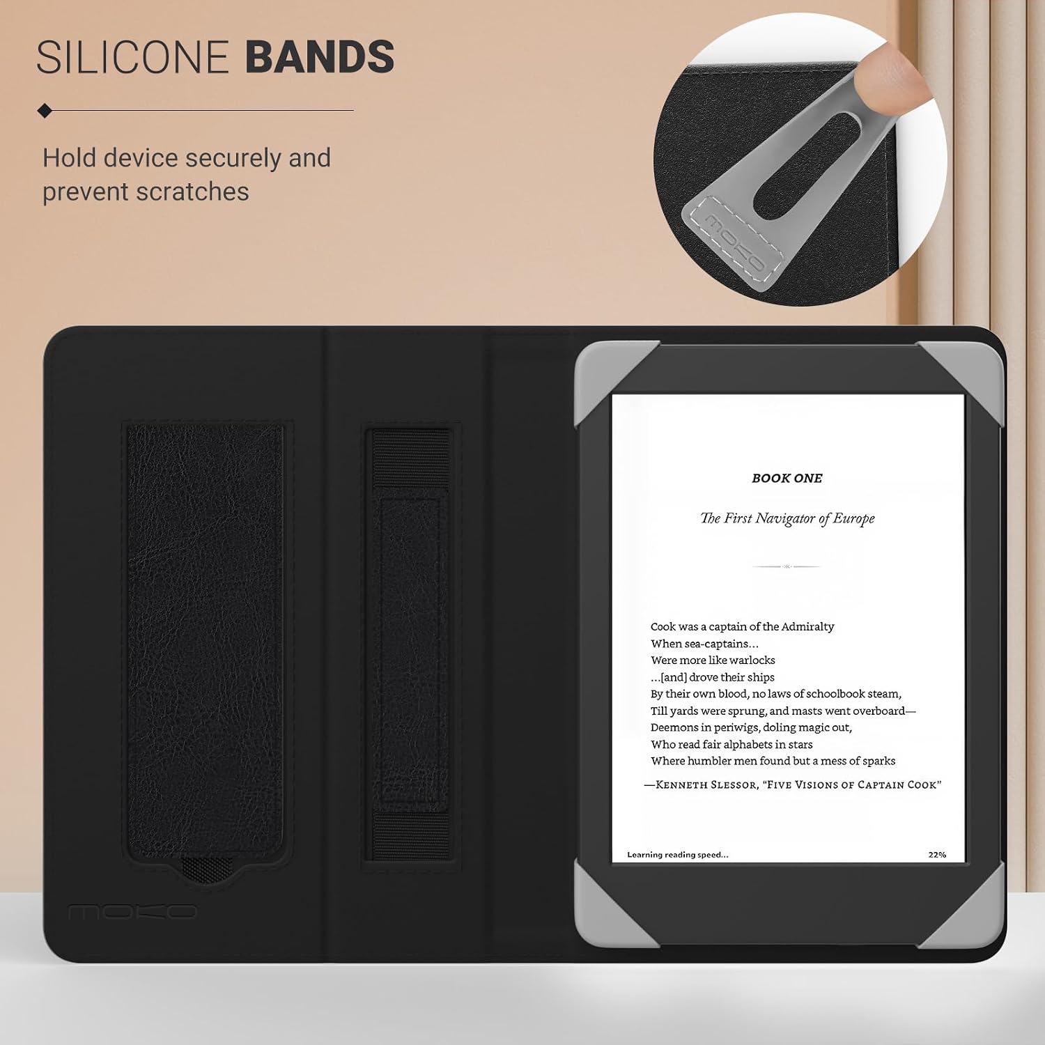FUNDA UNIVERSAL PARA TABLETS Y EREADERS 6 PULGADAS MOKO NEGRO CON MARRÓN ROJIZO - 2