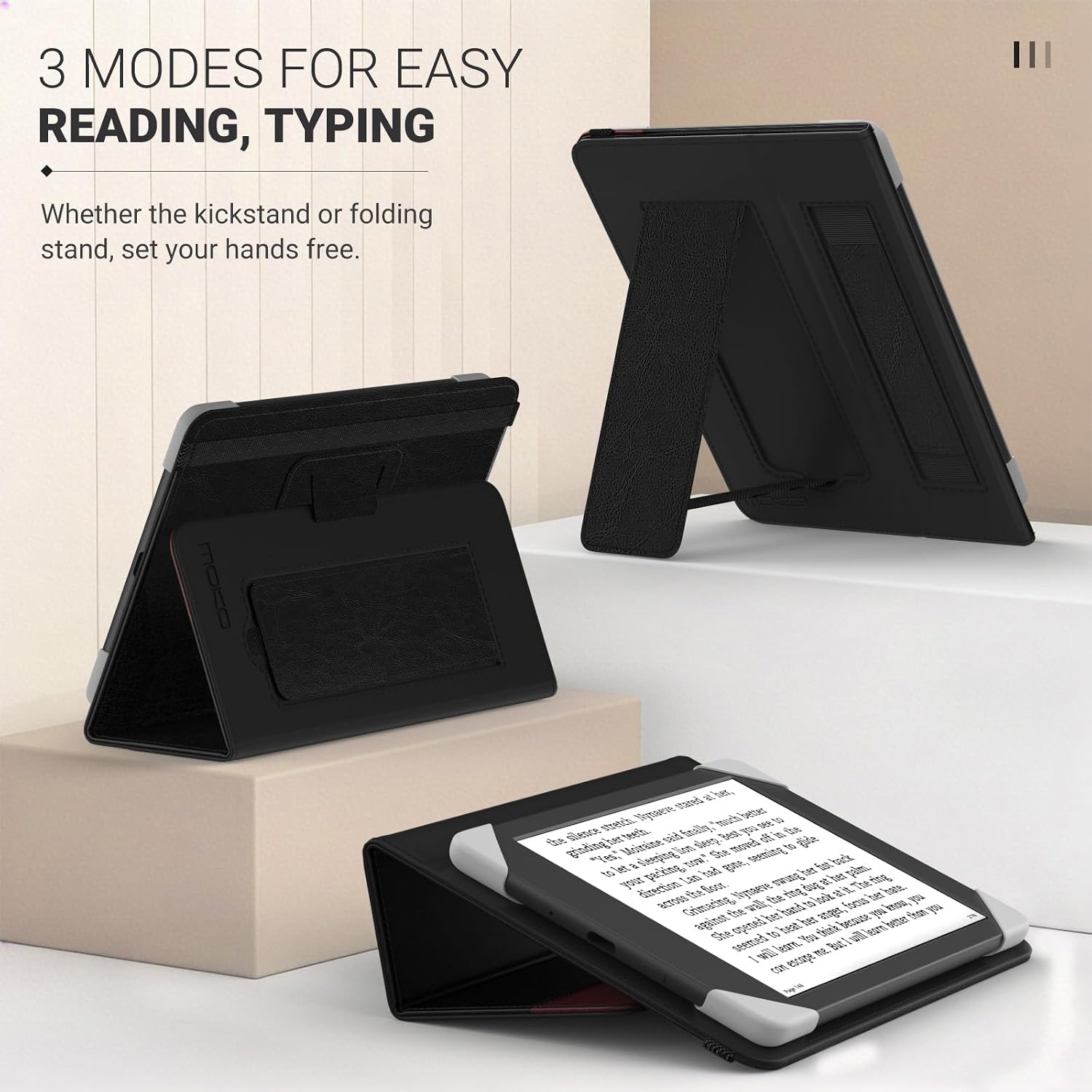 FUNDA UNIVERSAL PARA TABLETS Y EREADERS 6 PULGADAS MOKO NEGRO CON MARRÓN ROJIZO - 4