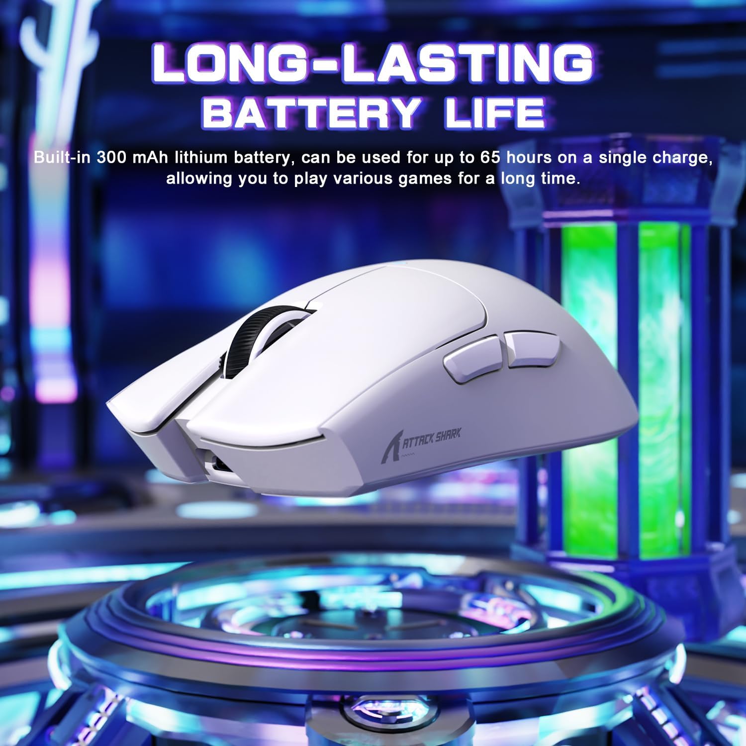 MOUSE GAMER ATTACK SHARK X11 SE ULTRA-LIGERO INALÁMBRICO BLANCO - 3
