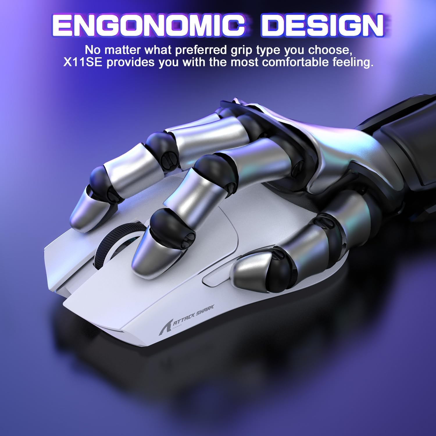MOUSE GAMER ATTACK SHARK X11 SE ULTRA-LIGERO INALÁMBRICO BLANCO - 4