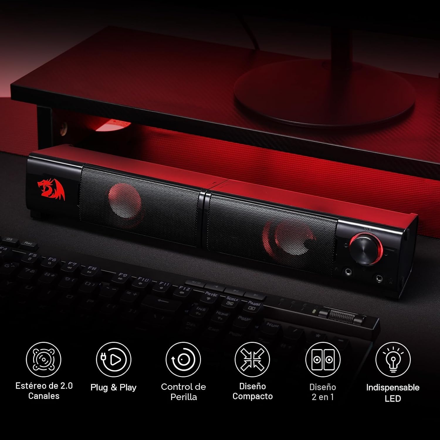PARLANTES REDRAGON GS550 PC GAMING 2.0 NEGRO - 2