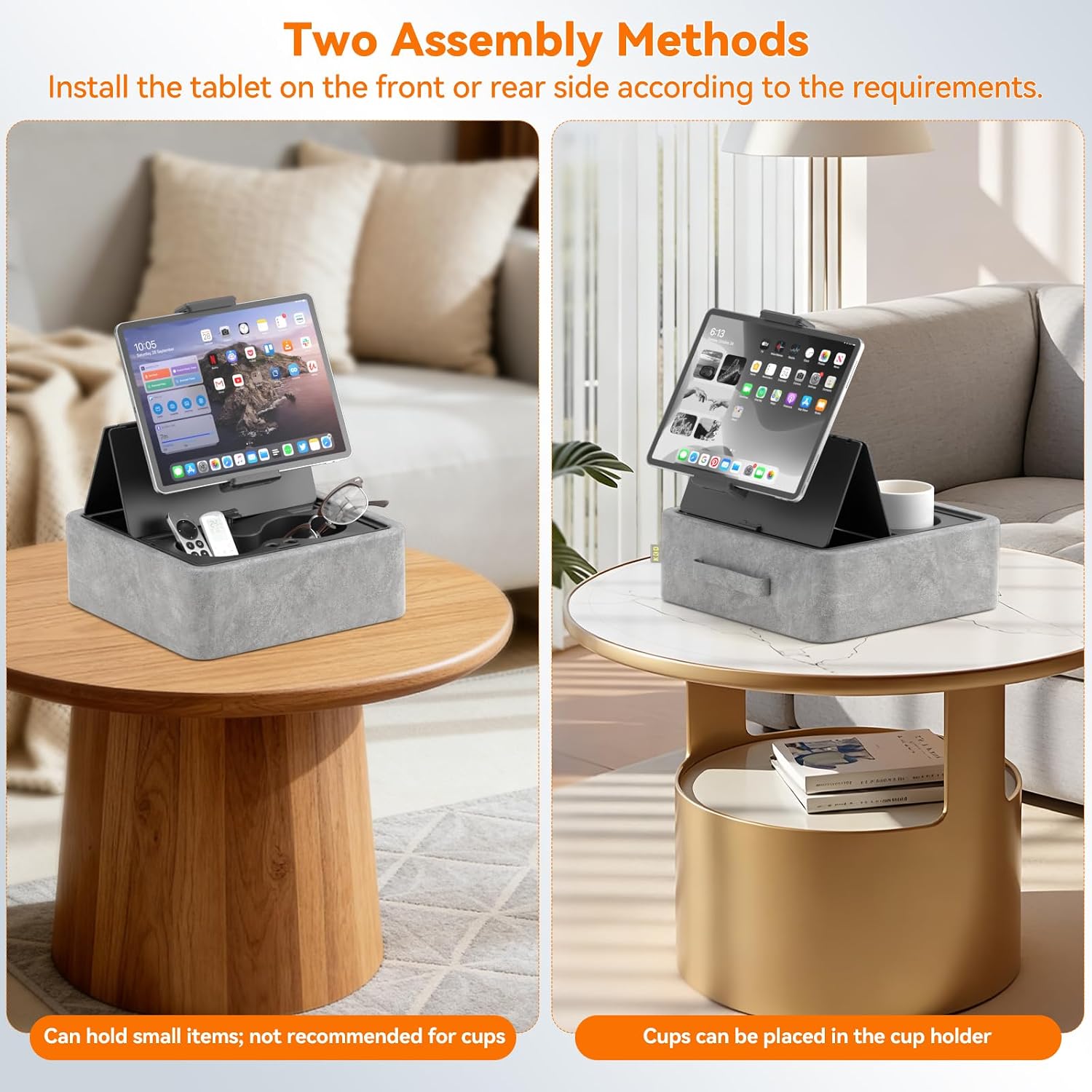SOPORTE PARA TABLET KDD PILLOW STAND AJUSTABLE CON PORTAVASOS Y BANDEJA DE ALMACENAMIENTO - 3