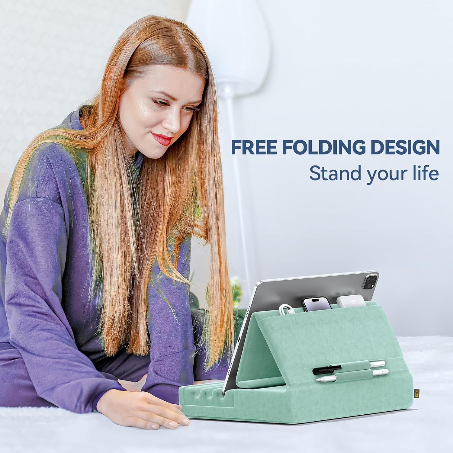 SOPORTE PARA TABLET KDD PILLOW HOLDER PLEGABLE PARA IPAD PRO 12.9, 10.5, 9.7, AIR, MINI 6 5 4 3 Y E-READER - 2