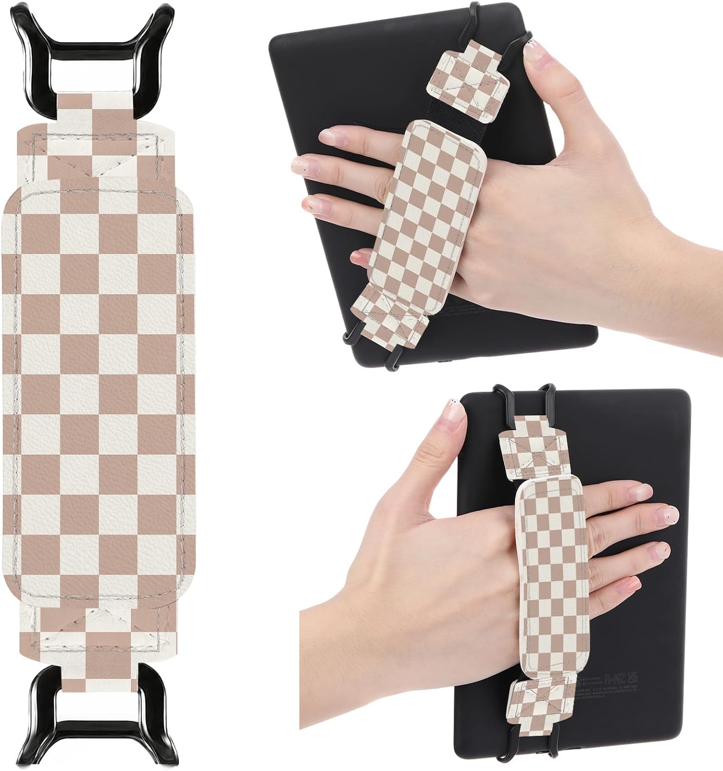 SOPORTE DE MANO BERIREXRION PARA KINDLE Y E-READERS 6-8 PULGADAS MARRÓN CUADRICULADO - 1
