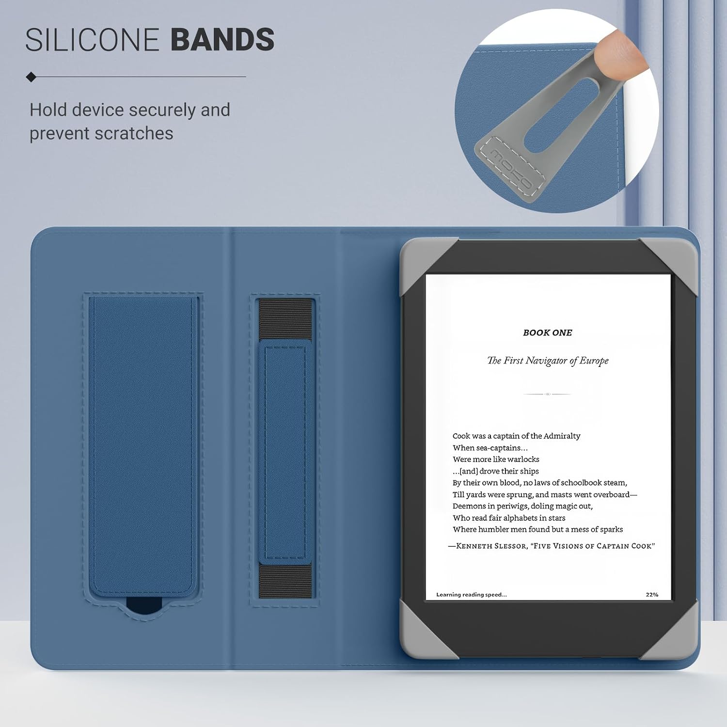 FUNDA UNIVERSAL PARA TABLETS Y EREADERS 6 PULGADAS MOKO AZUL OSCURO - 3