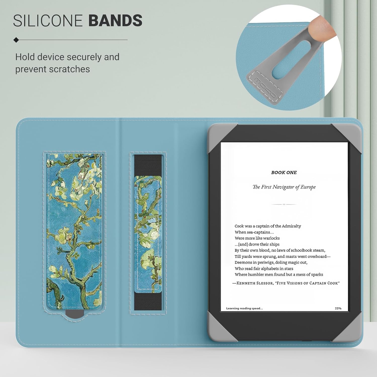 FUNDA UNIVERSAL PARA TABLETS Y EREADERS 6 PULGADAS MOKO APRICOT BLOSSOM - 2
