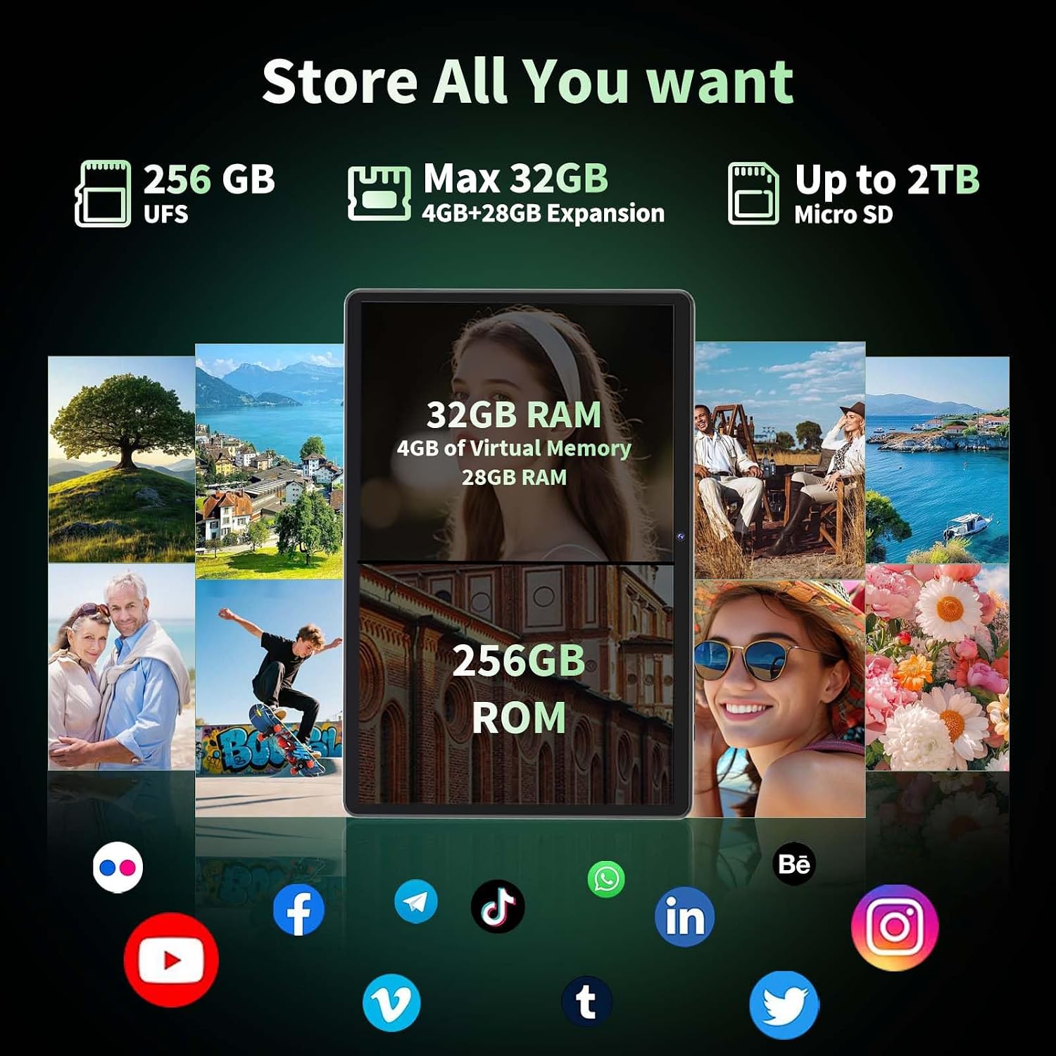 TABLET YLEEBG 10 PULGADAS ANDROID 16 CON TECLADO 32GB+256GB+2TB - 2