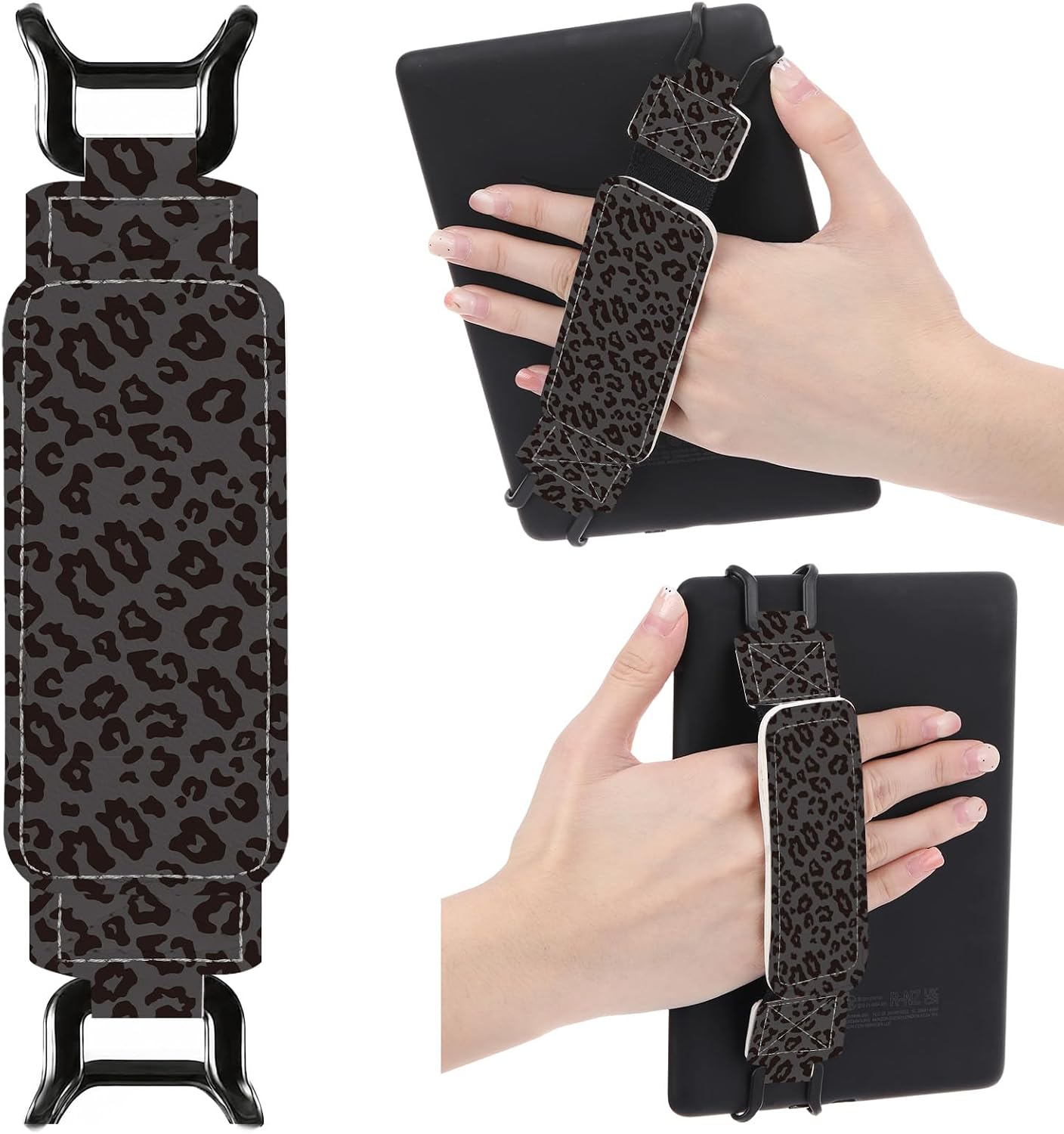 SOPORTE DE MANO BERIREXRION PARA KINDLE Y E-READERS 6-8 PULGADAS ESTAMPADO LEOPARDO NEGRO - 1