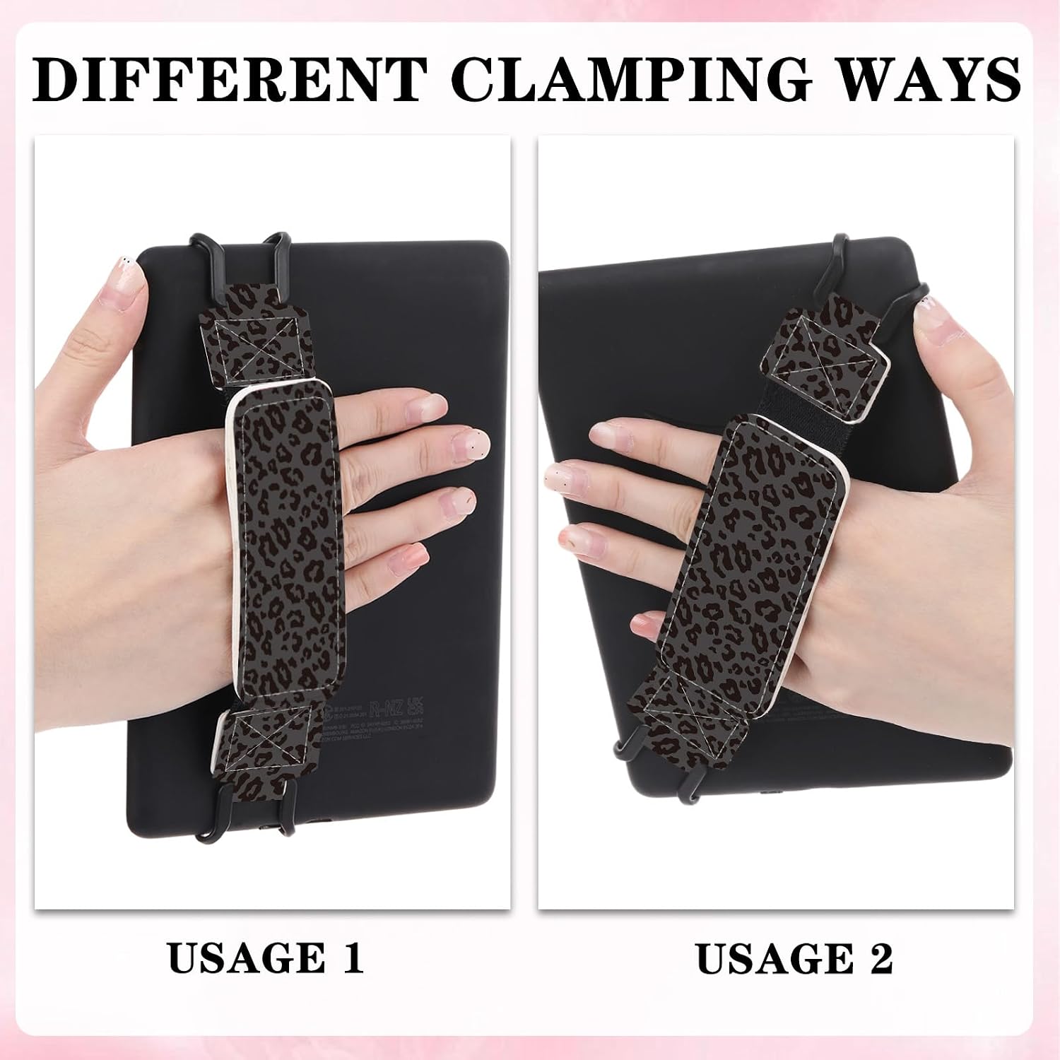 SOPORTE DE MANO BERIREXRION PARA KINDLE Y E-READERS 6-8 PULGADAS ESTAMPADO LEOPARDO NEGRO - 3