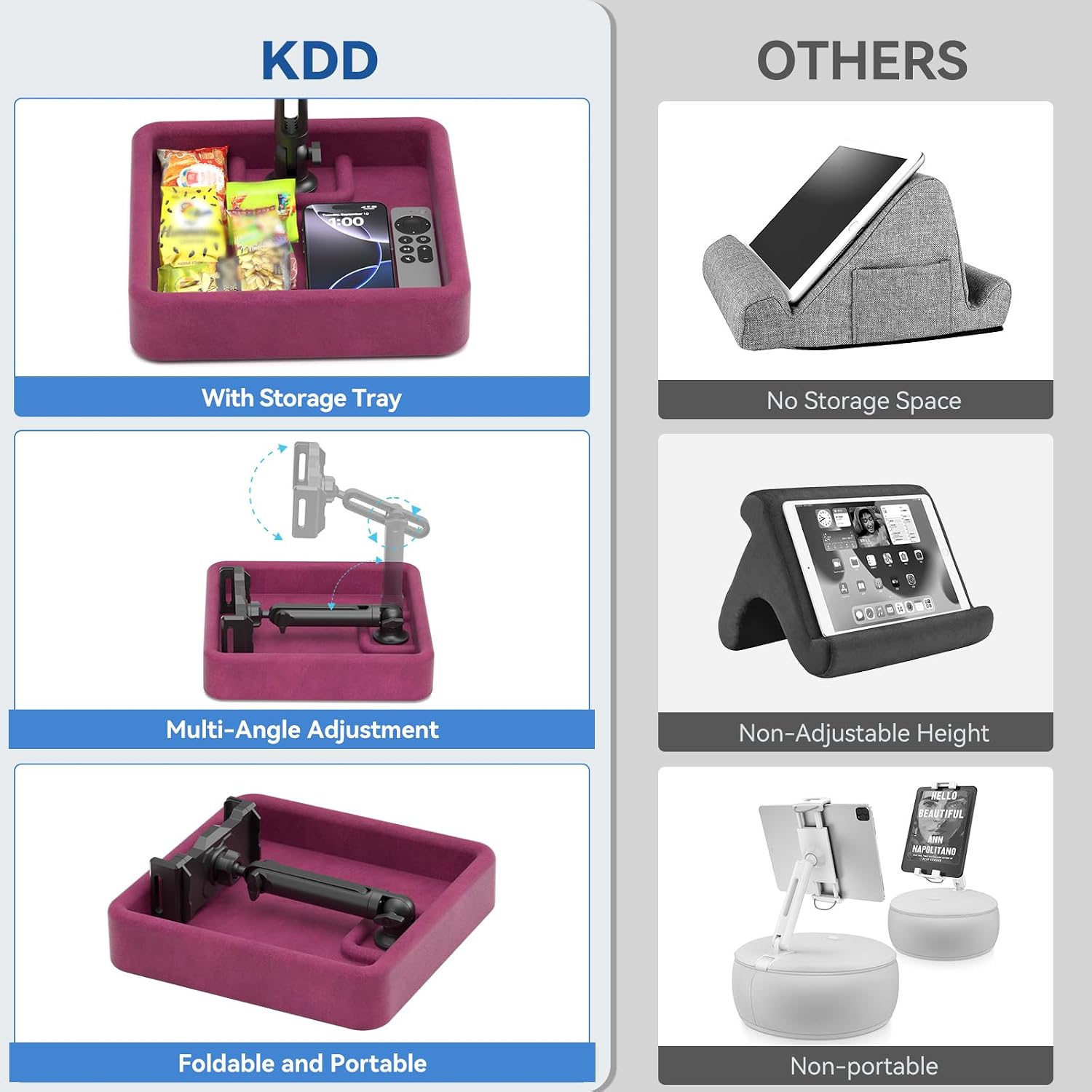 SOPORTE PARA TABLET KDD PILLOW STAND AJUSTABLE MULTIÁNGULO PARA CAMA Y ESCRITORIO - 3