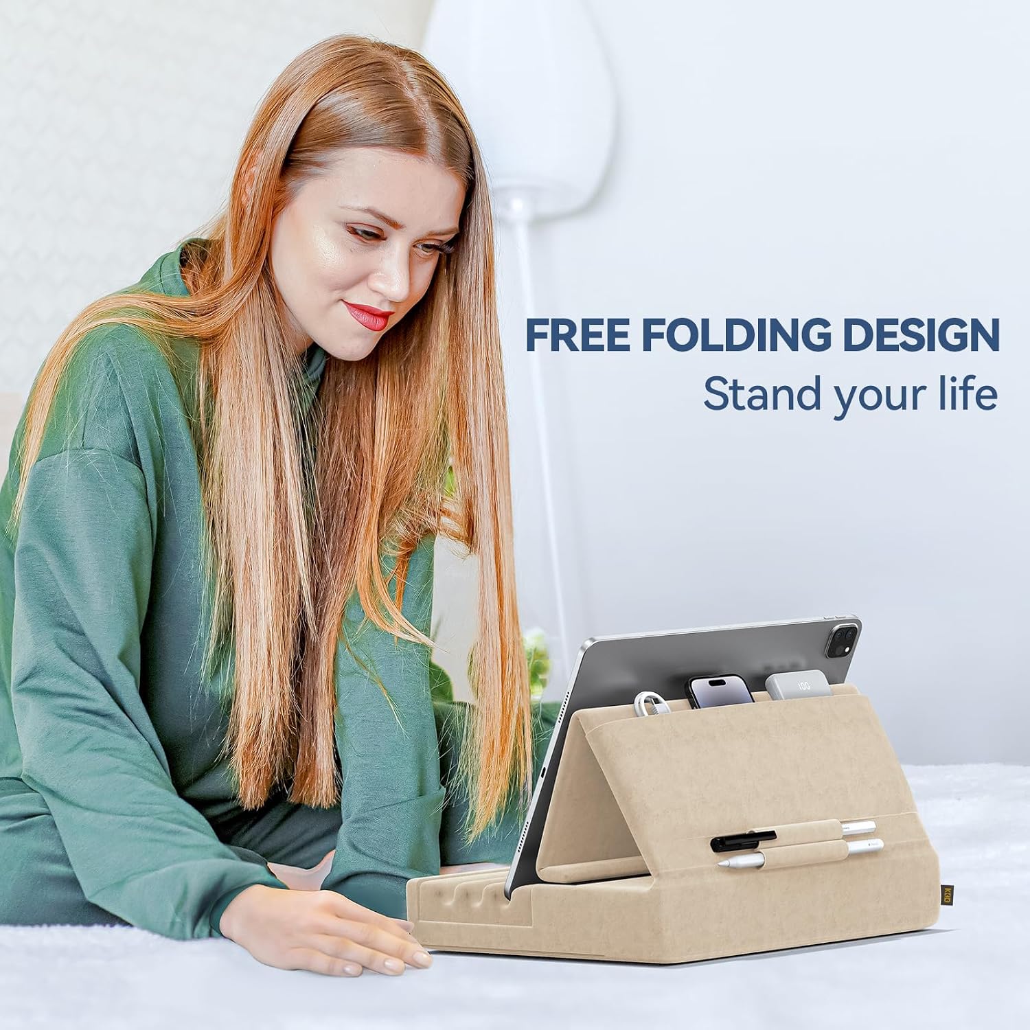 SOPORTE PARA TABLET KDD ALMOHADILLA PLEGABLE COMPATIBLE CON IPAD Y GALAXY TAB - 2