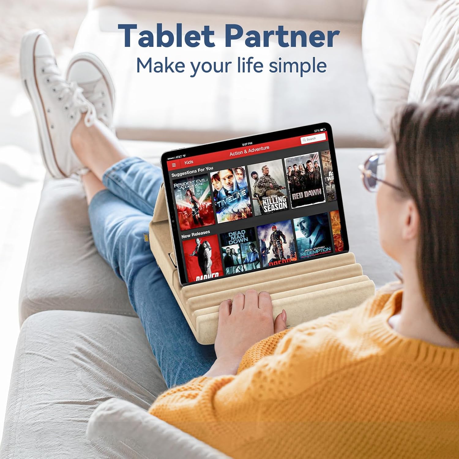 SOPORTE PARA TABLET KDD ALMOHADILLA PLEGABLE COMPATIBLE CON IPAD Y GALAXY TAB - 4