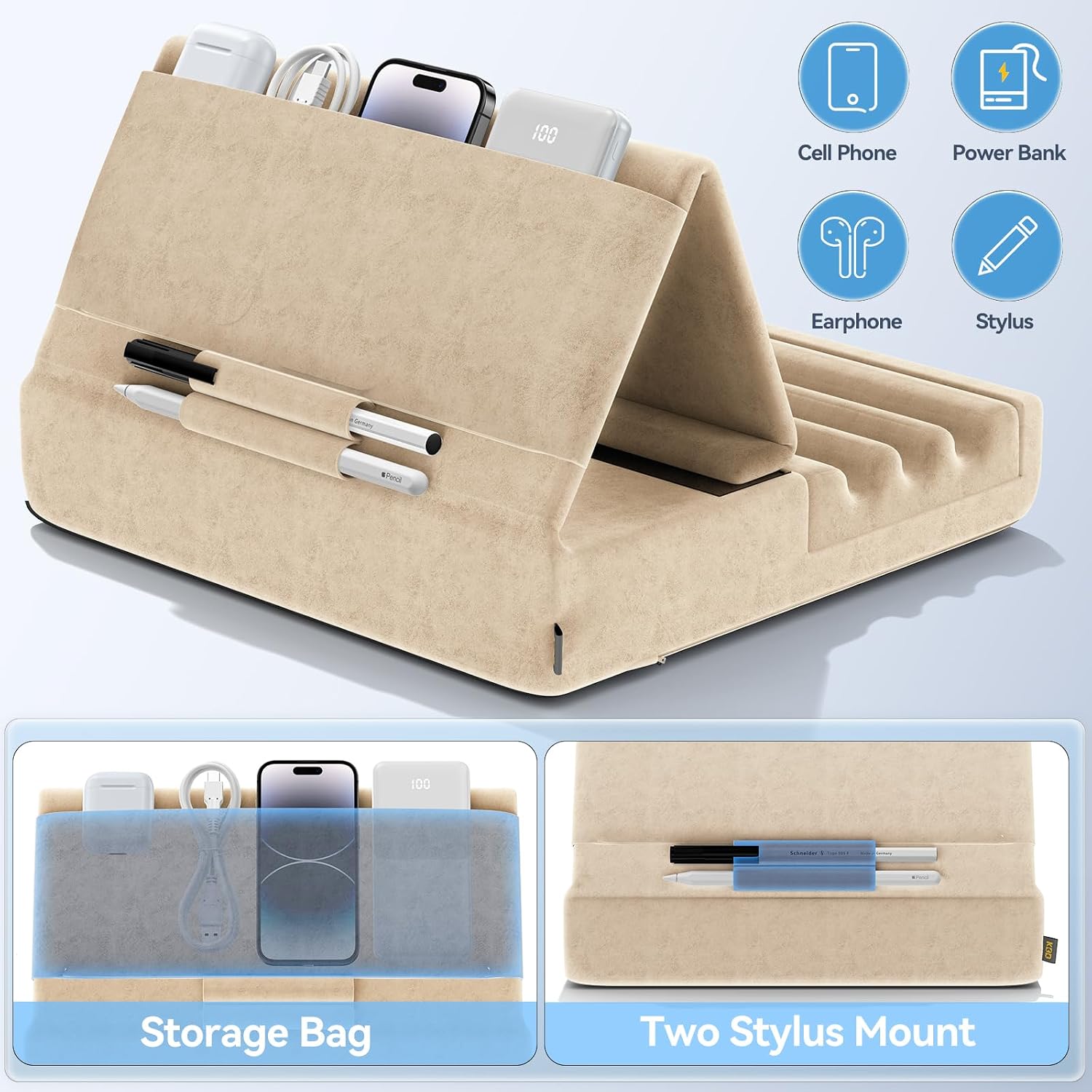 SOPORTE PARA TABLET KDD ALMOHADILLA PLEGABLE COMPATIBLE CON IPAD Y GALAXY TAB - 5