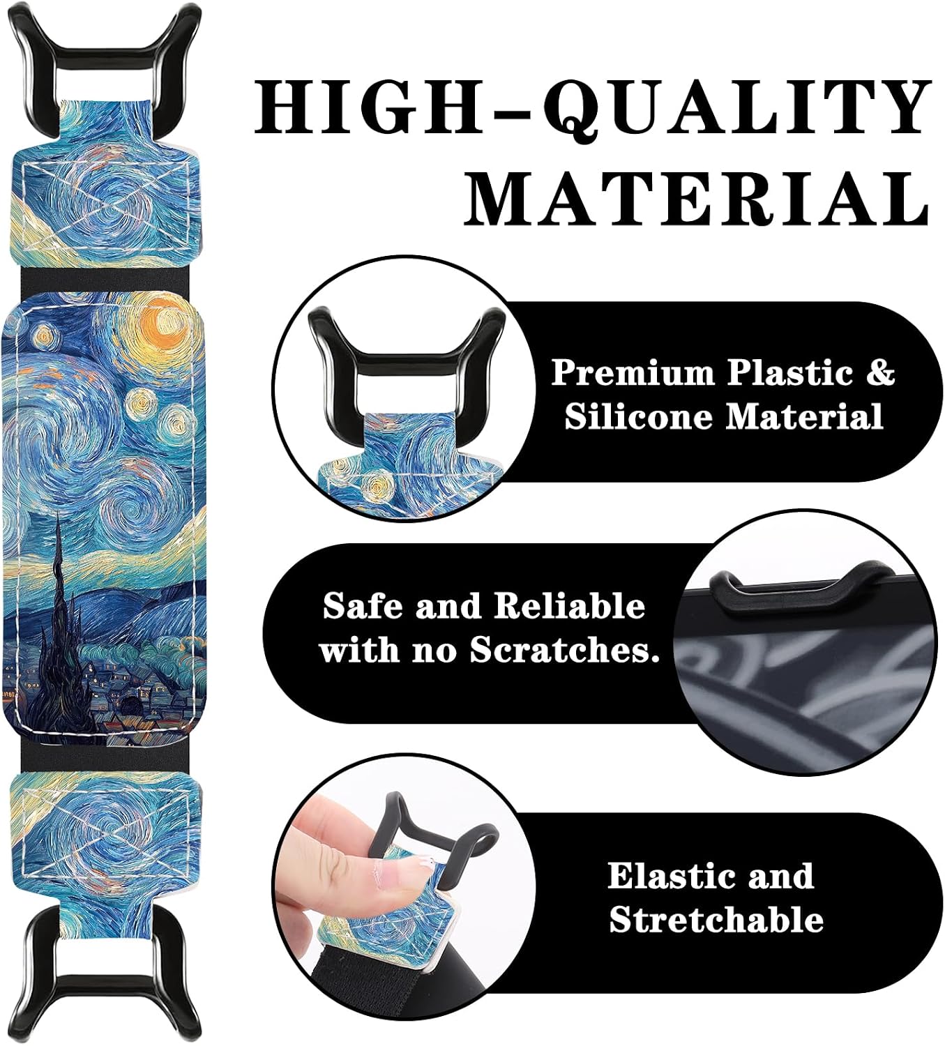 SOPORTE DE MANO PARA KINDLE BERIREXRION STARRY NIGHT AZUL PARA LECTORES DE 6-7.5 PULGADAS - 2