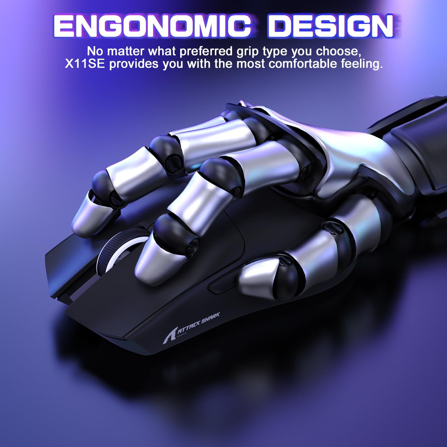 MOUSE GAMER ATTACK SHARK X11 SE ULTRA-LIGERO INALÁMBRICO NEGRO - 3