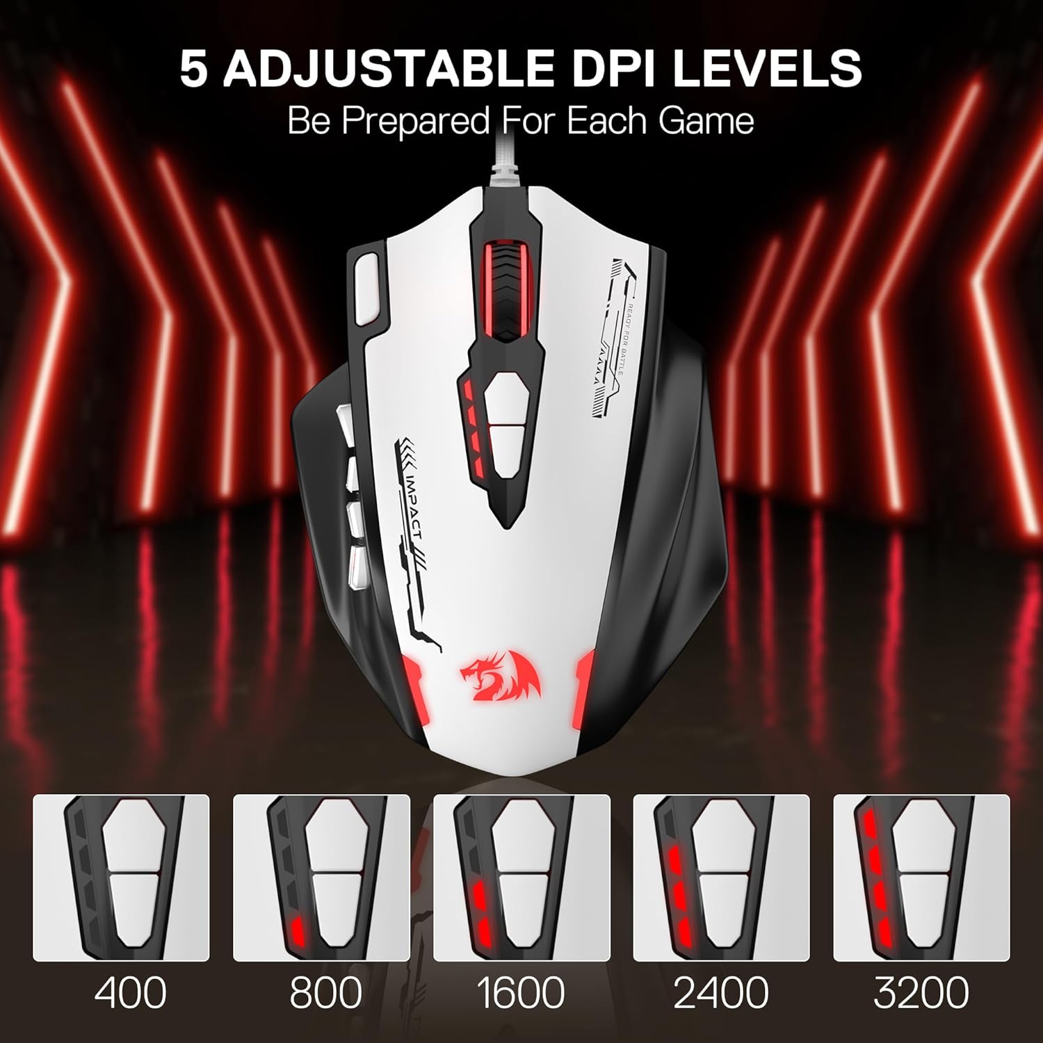 MOUSE GAMER REDRAGON M908 RGB 24000 DPI CON CABLE - 2