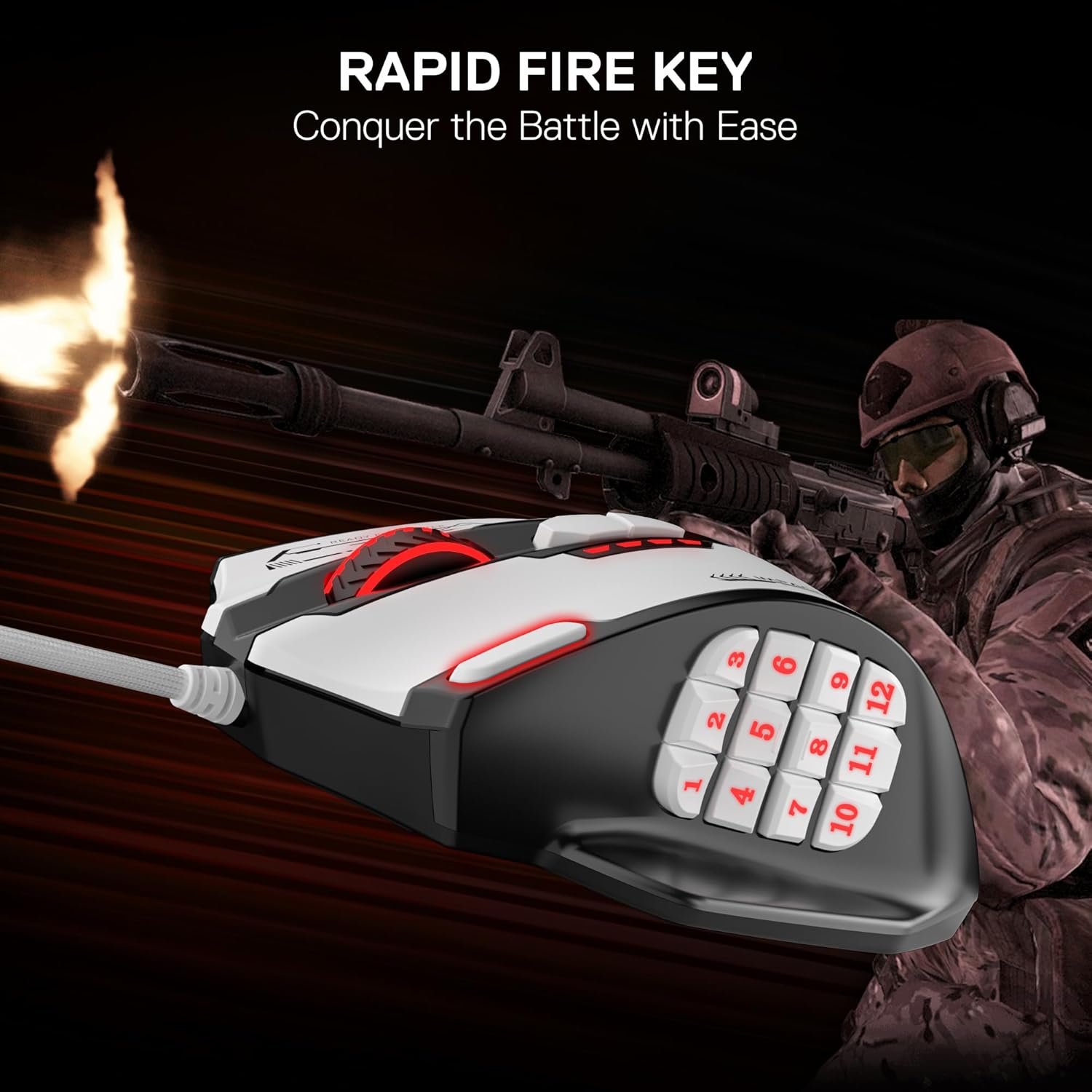 MOUSE GAMER REDRAGON M908 RGB 24000 DPI CON CABLE - 3