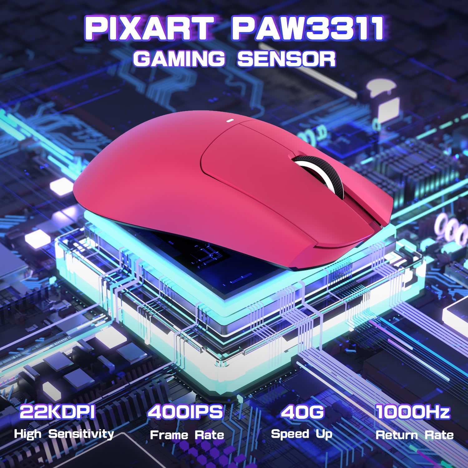 MOUSE GAMER ATTACK SHARK X11 SE ULTRA-LIGERO INALÁMBRICO BERRY ROJO - 2
