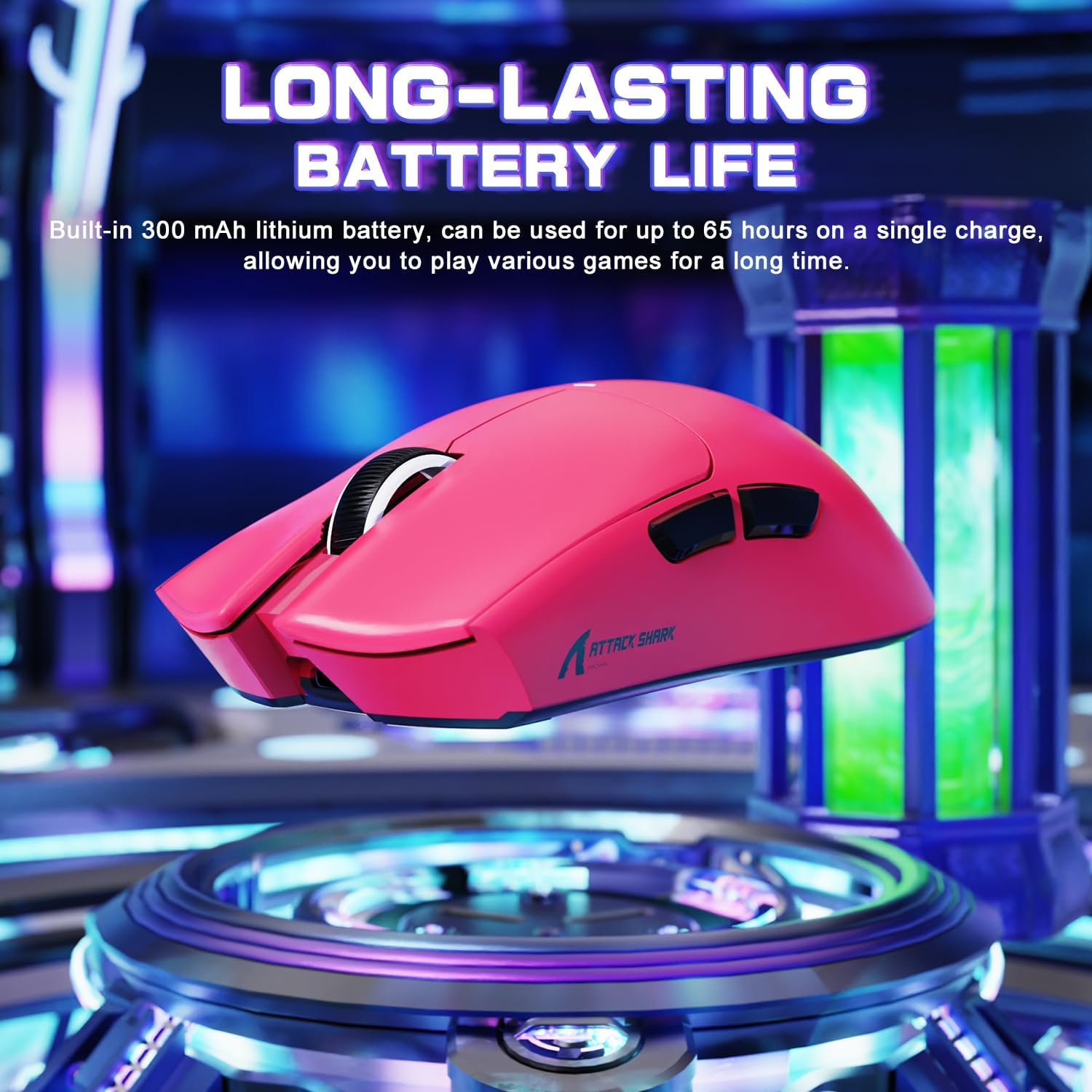MOUSE GAMER ATTACK SHARK X11 SE ULTRA-LIGERO INALÁMBRICO BERRY ROJO - 5