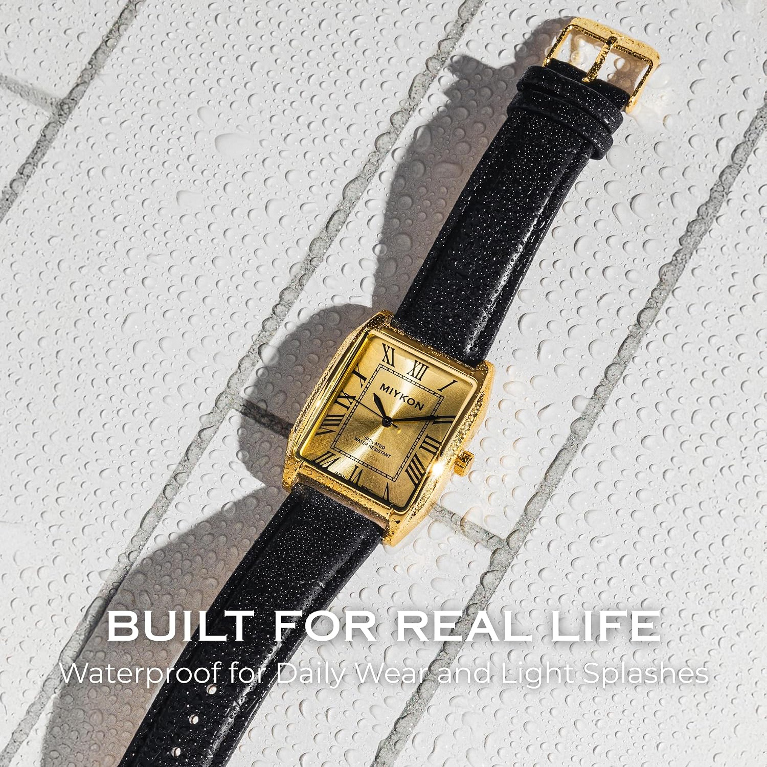 RELOJ DE PULSERA MIYKON VINTAGE TANK PARA HOMBRE CON CORREA DE CUERO GENUINO Y RESISTENTE AL AGUA - 5