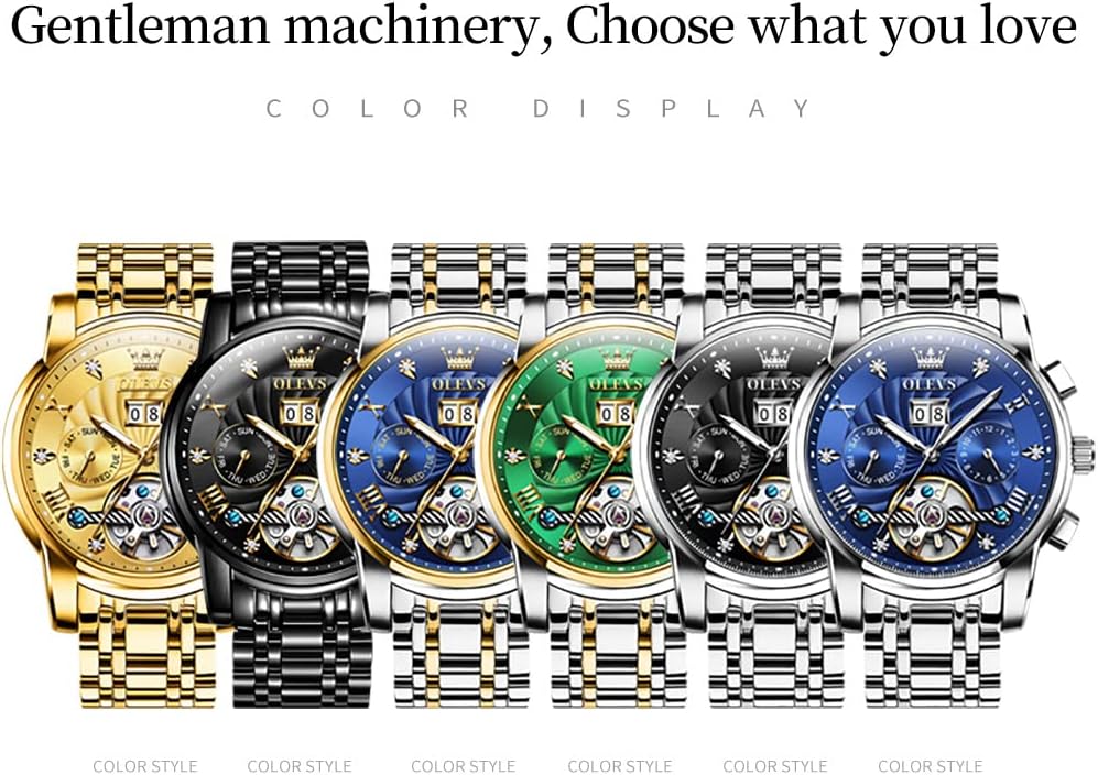 RELOJ DE PULSERA OLEVS AUTOMATIC DORADO PARA HOMBRE ACERO INOXIDABLE - 5