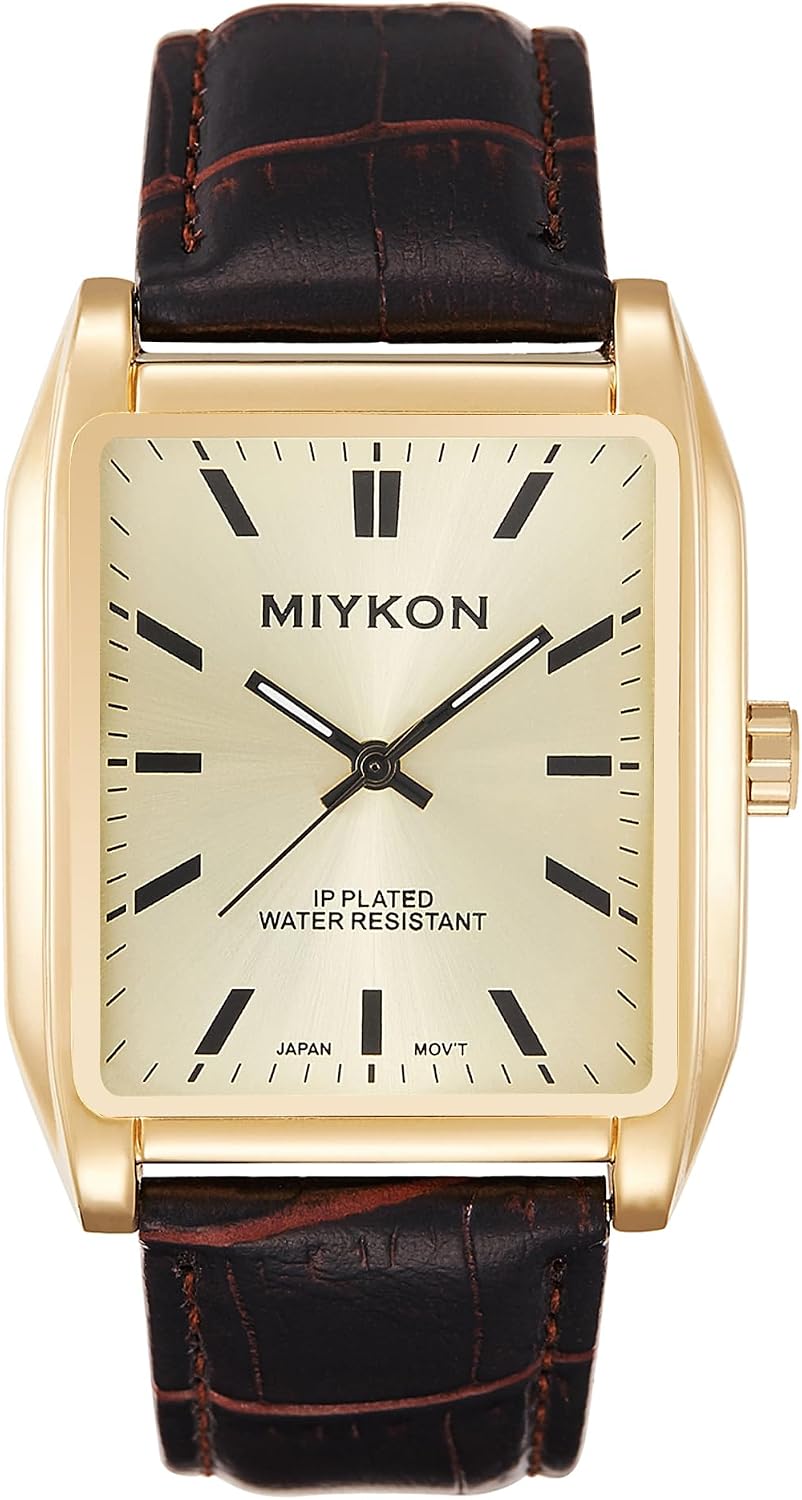 RELOJ DE PULSERA MIYKON VINTAGE TANK PARA HOMBRE CON CORREA DE CUERO GENUINO Y RESISTENTE AL AGUA - 1