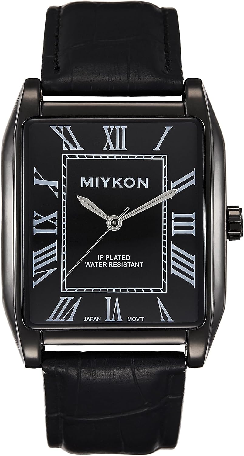 RELOJ DE PULSERA MIYKON VINTAGE TANK PARA HOMBRE CON CORREA DE CUERO GENUINO Y RESISTENTE AL AGUA - 1
