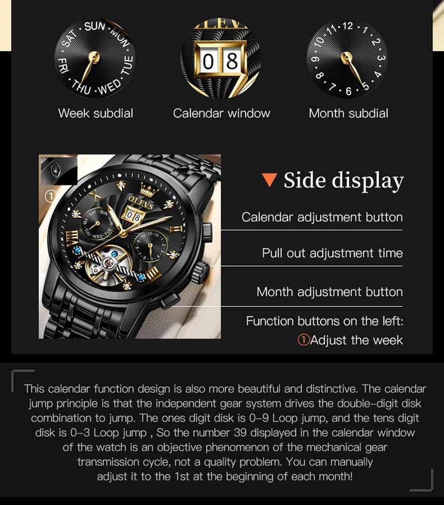 RELOJ DE PULSERA OLEVS AUTOMATIC DORADO PARA HOMBRE - 5