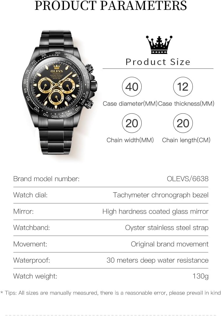 RELOJ DE PULSERA OLEVS AUTOMATIC DORADO PARA HOMBRE - 5