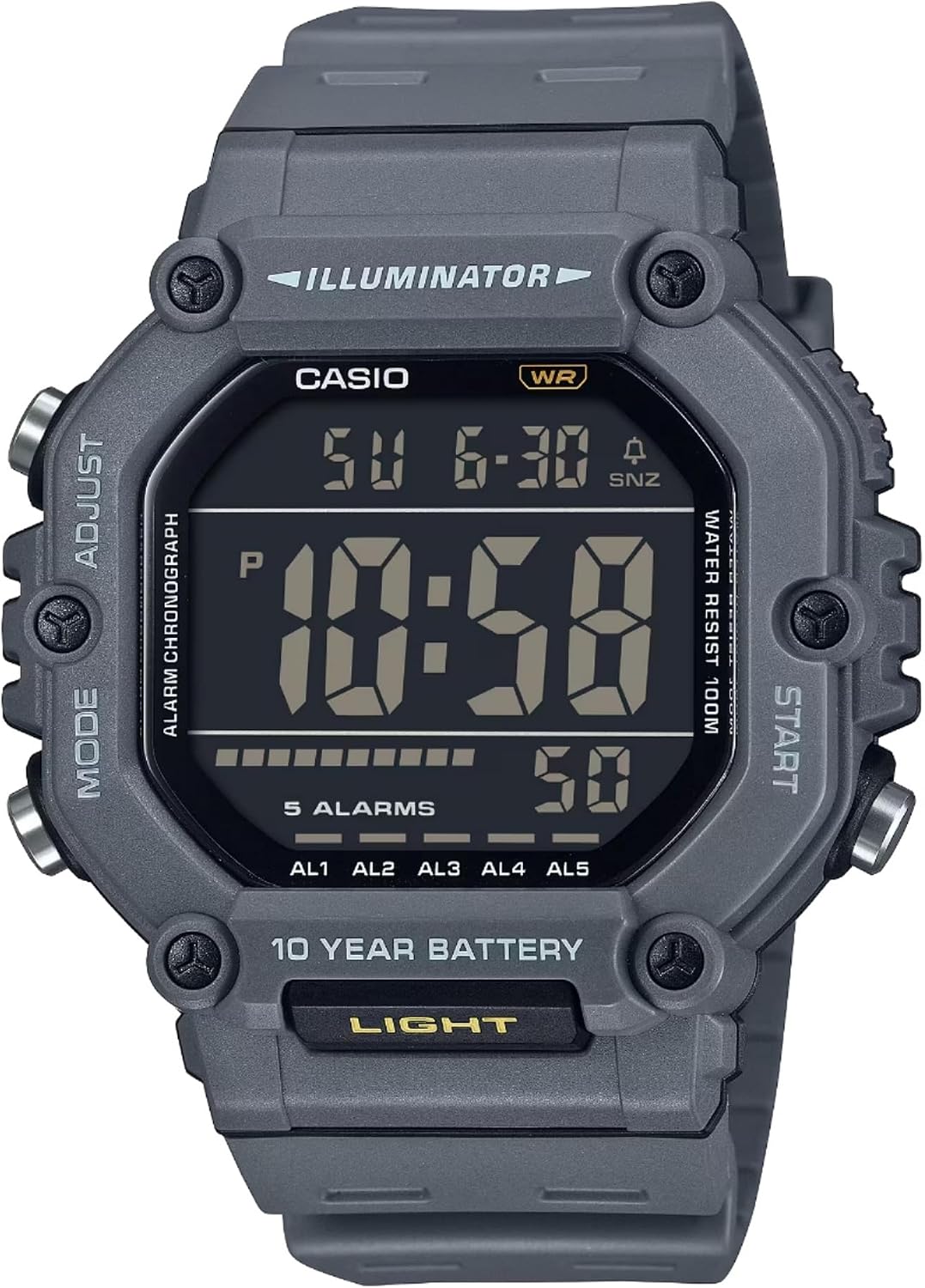 RELOJ DIGITAL CASIO AE-1600H NEGRO CON BATERÍA DE 10 AÑOS Y LUZ LED - 1