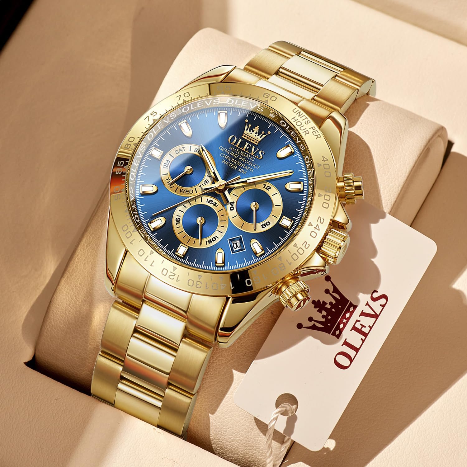 RELOJ DE PULSERA OLEVS AUTOMATIC DORADO CLÁSICO DE ACERO INOXIDABLE - 2