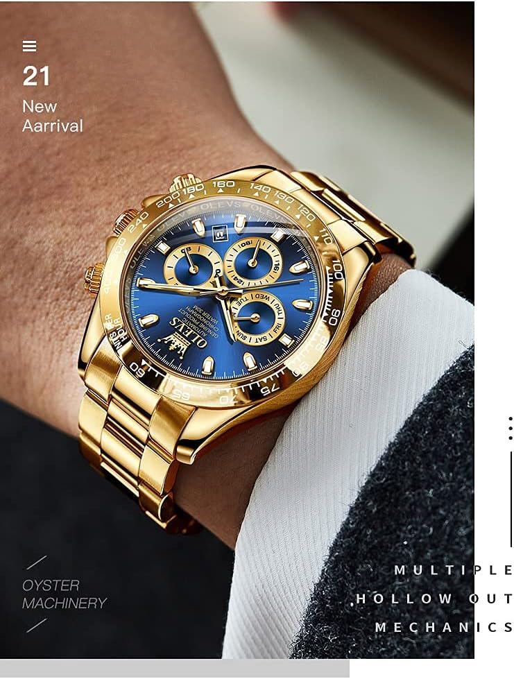 RELOJ DE PULSERA OLEVS AUTOMATIC DORADO CLÁSICO DE ACERO INOXIDABLE - 4